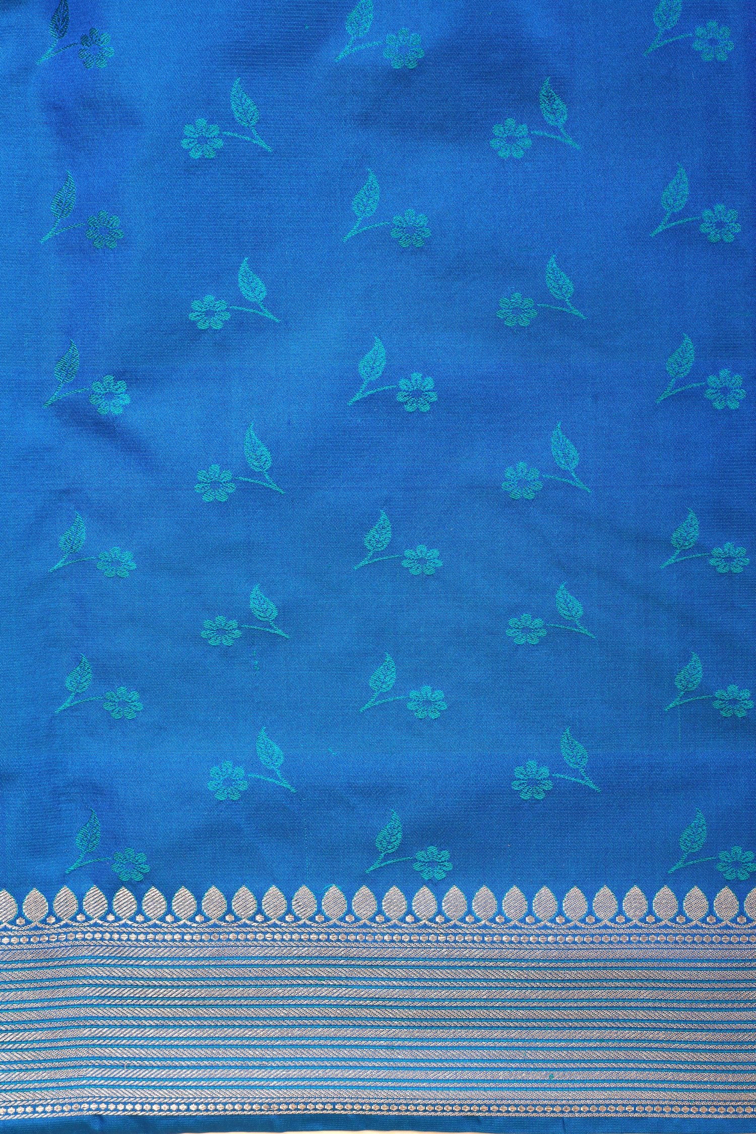 Blue Handwoven Pure Banarasi Katan Silk Saree