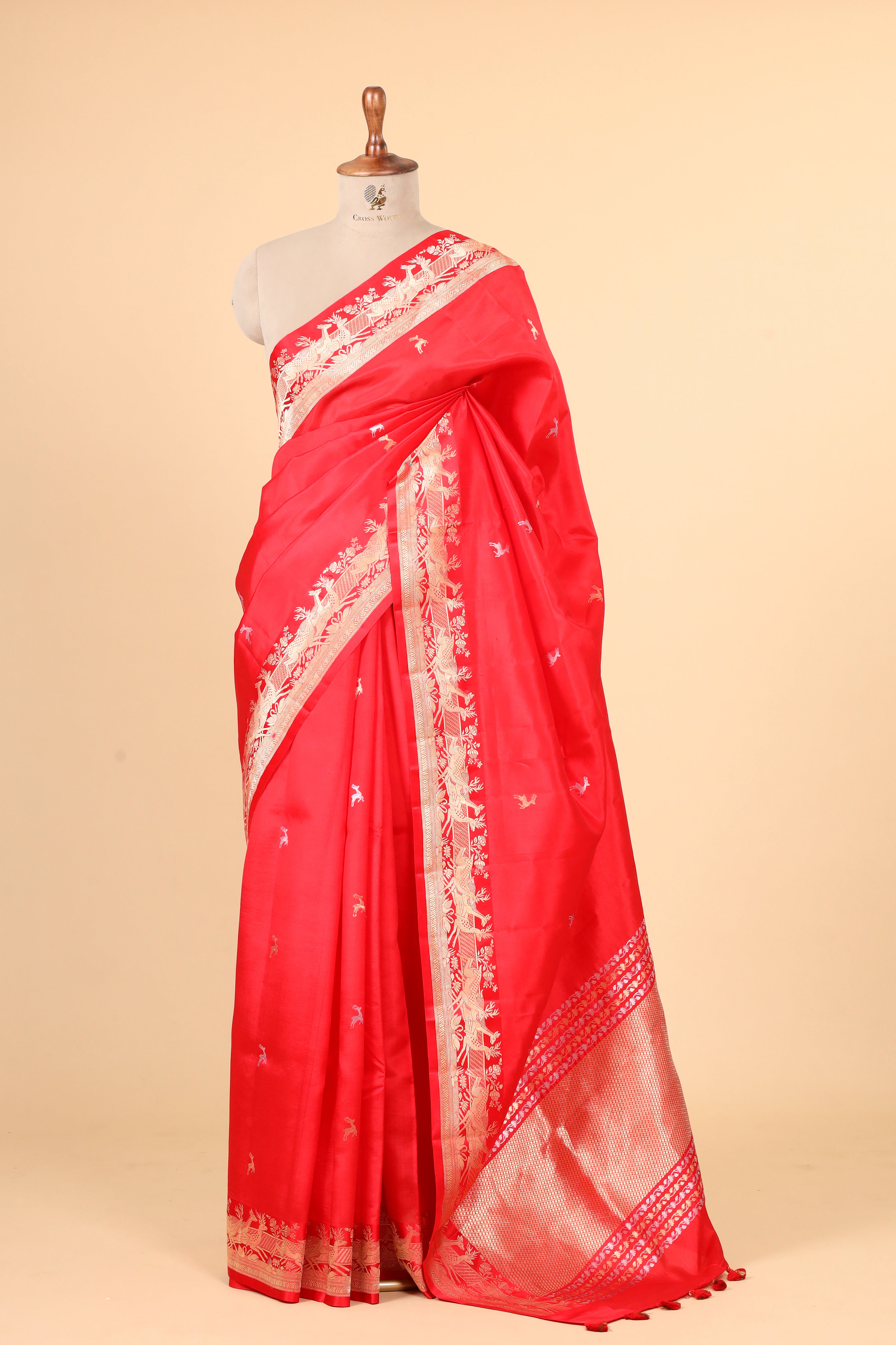 Red Handwoven Pure Banarasi Soft Silk Saree