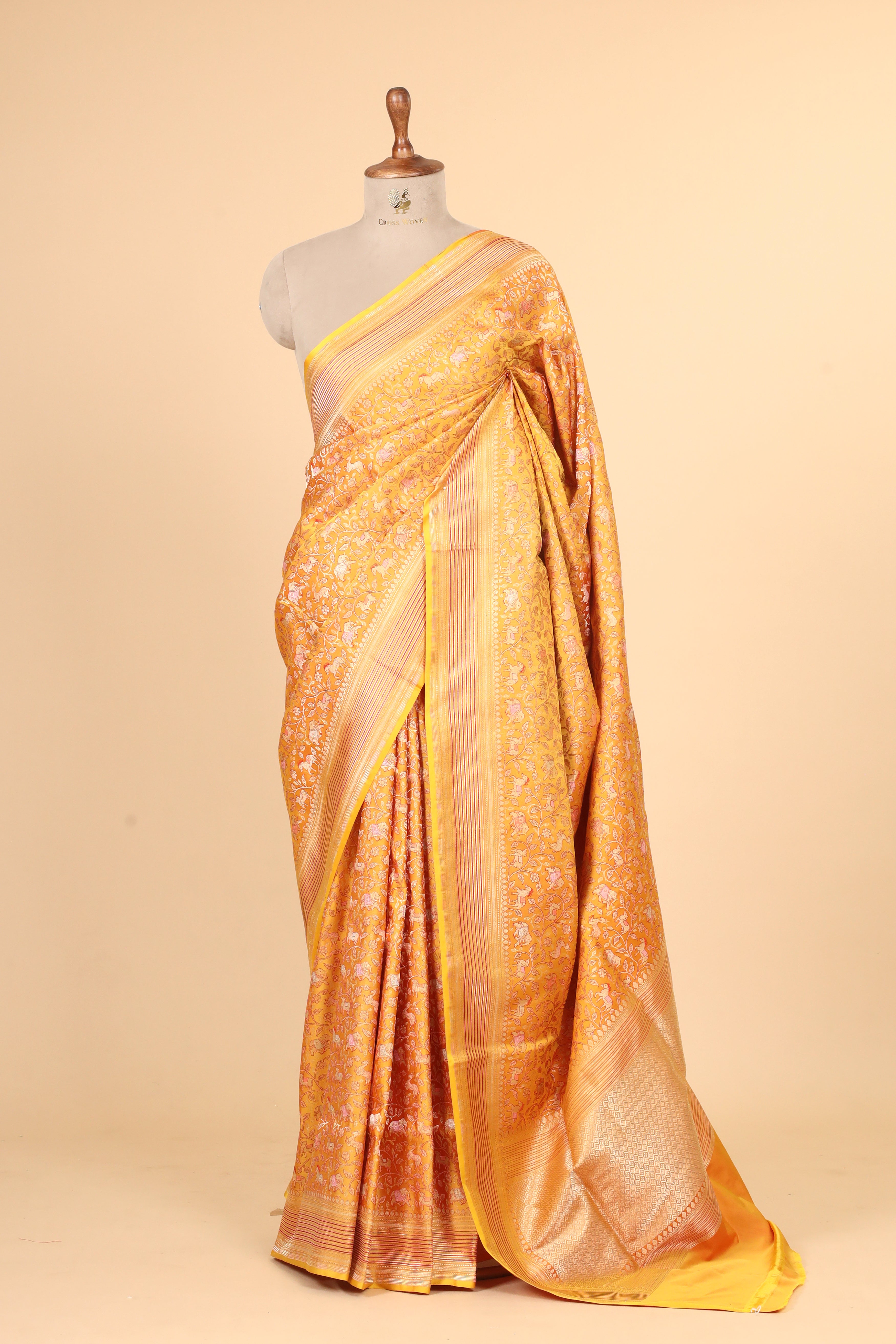 Mustard Yellow Handwoven Pure Banarasi Katan Silk Saree