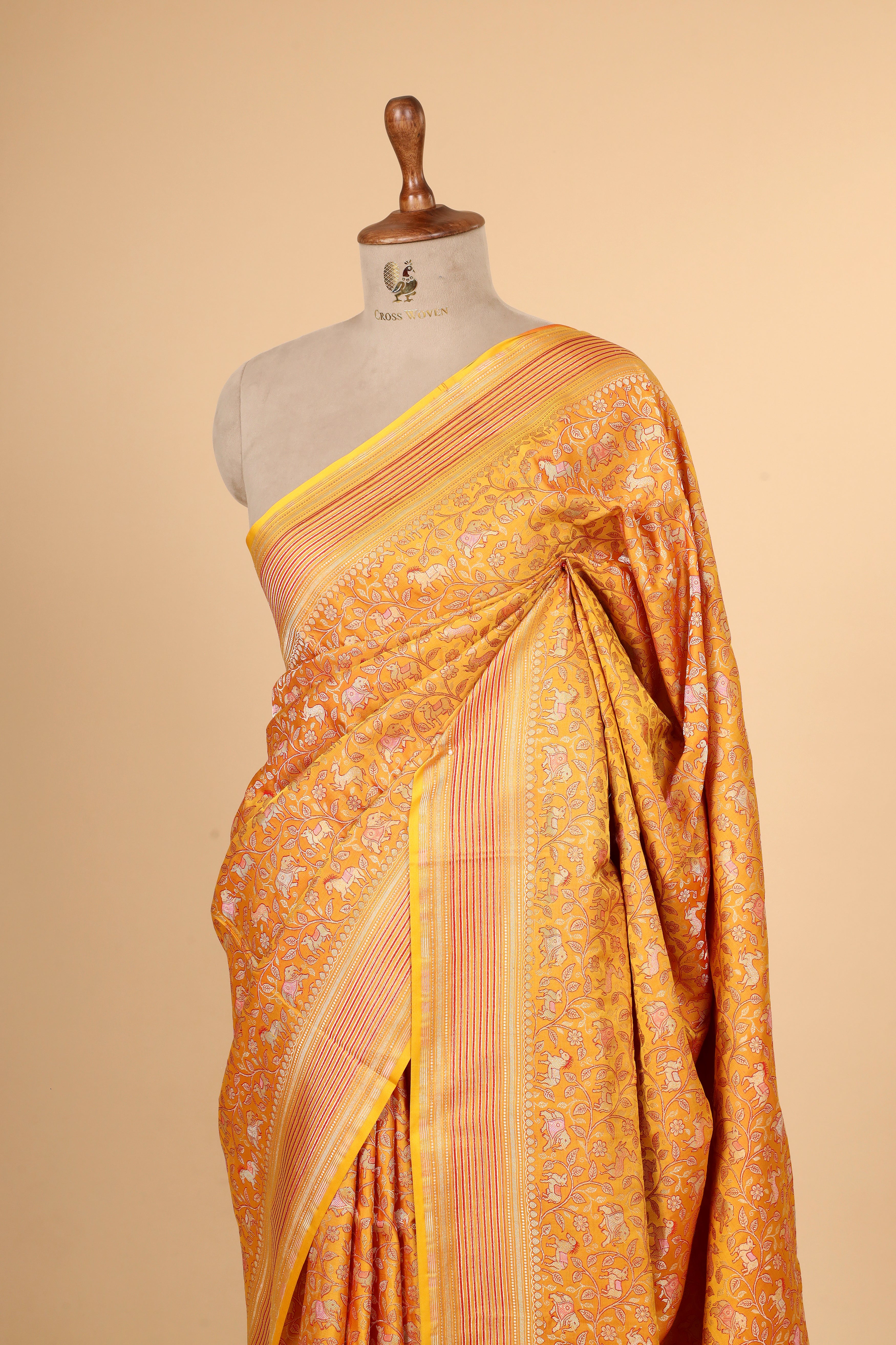 Mustard Yellow Handwoven Pure Banarasi Katan Silk Saree