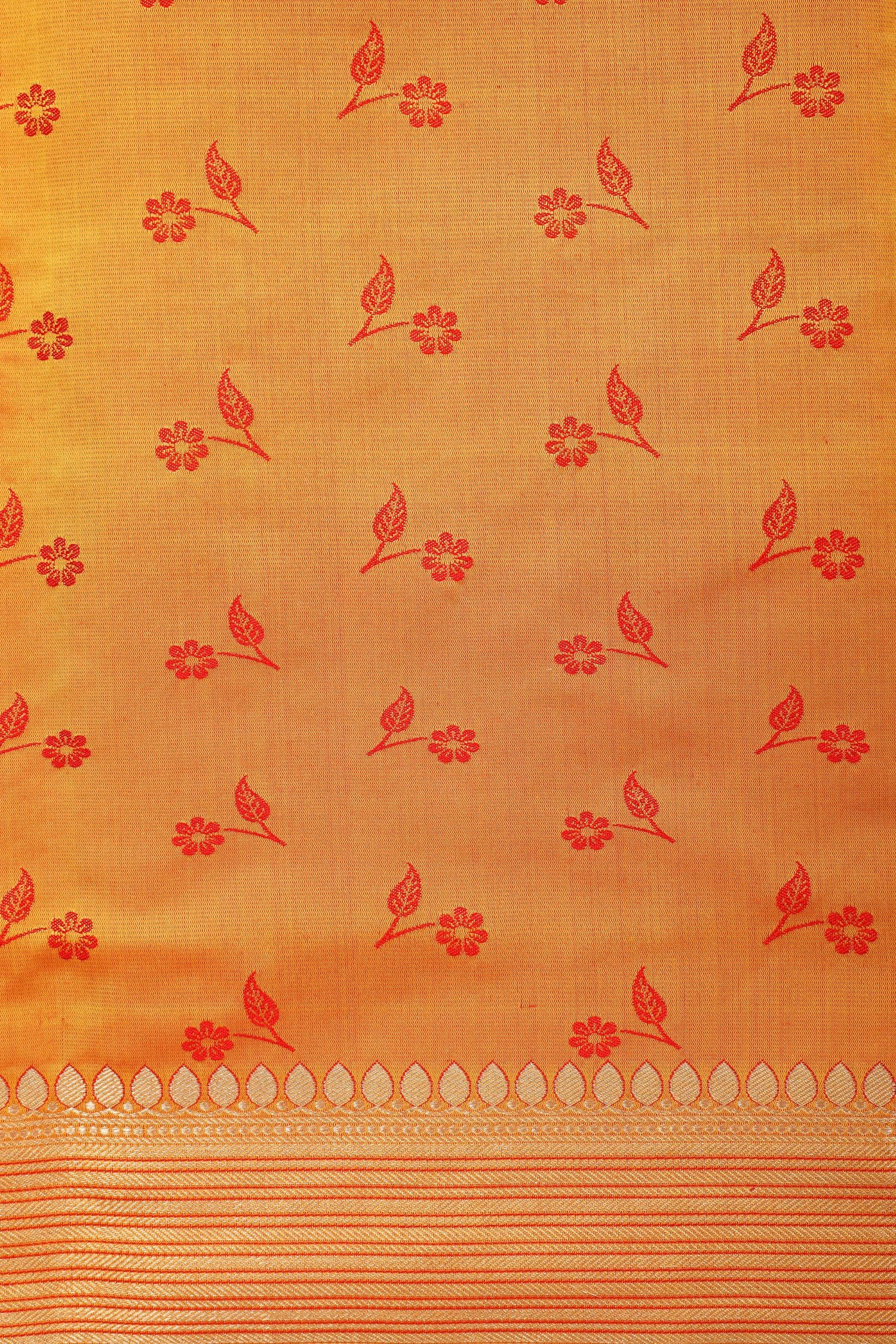 Mustard Yellow Handwoven Pure Banarasi Katan Silk Saree