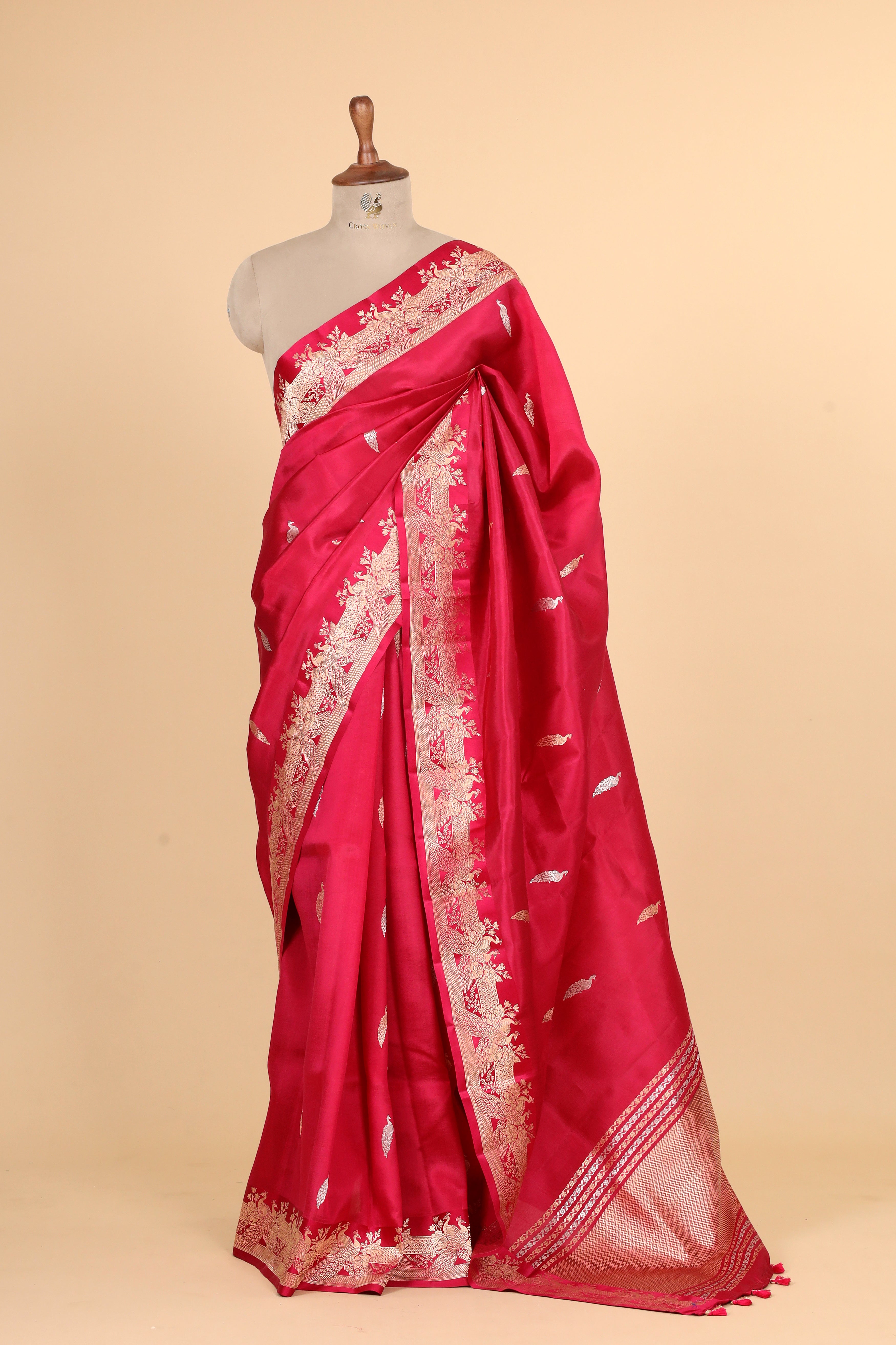 Deep Pink Handwoven Pure Banarasi Soft Silk Saree