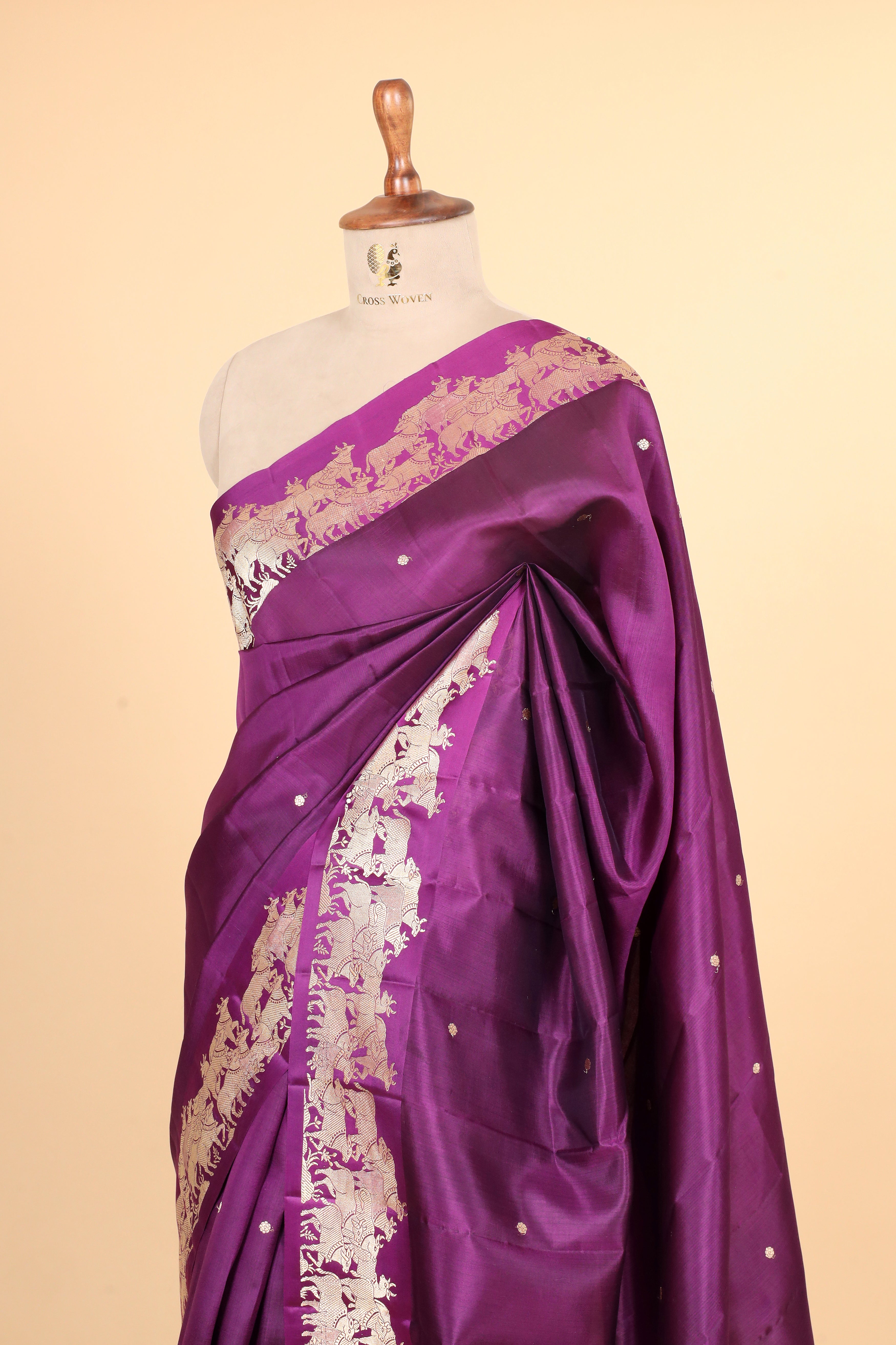 Magenta Purple Handwoven Pure Banarasi Soft Silk Saree