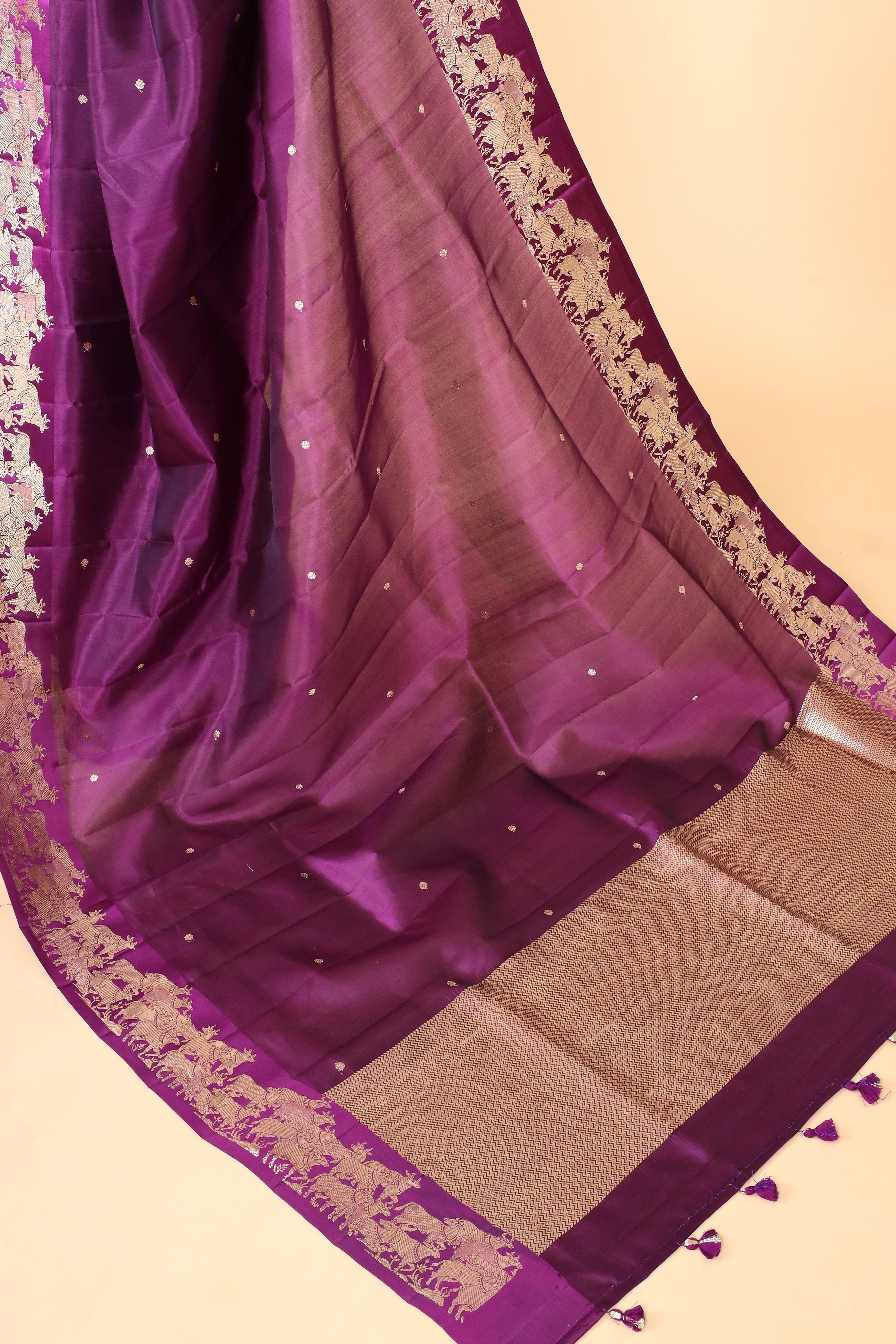 Magenta Purple Handwoven Pure Banarasi Soft Silk Saree