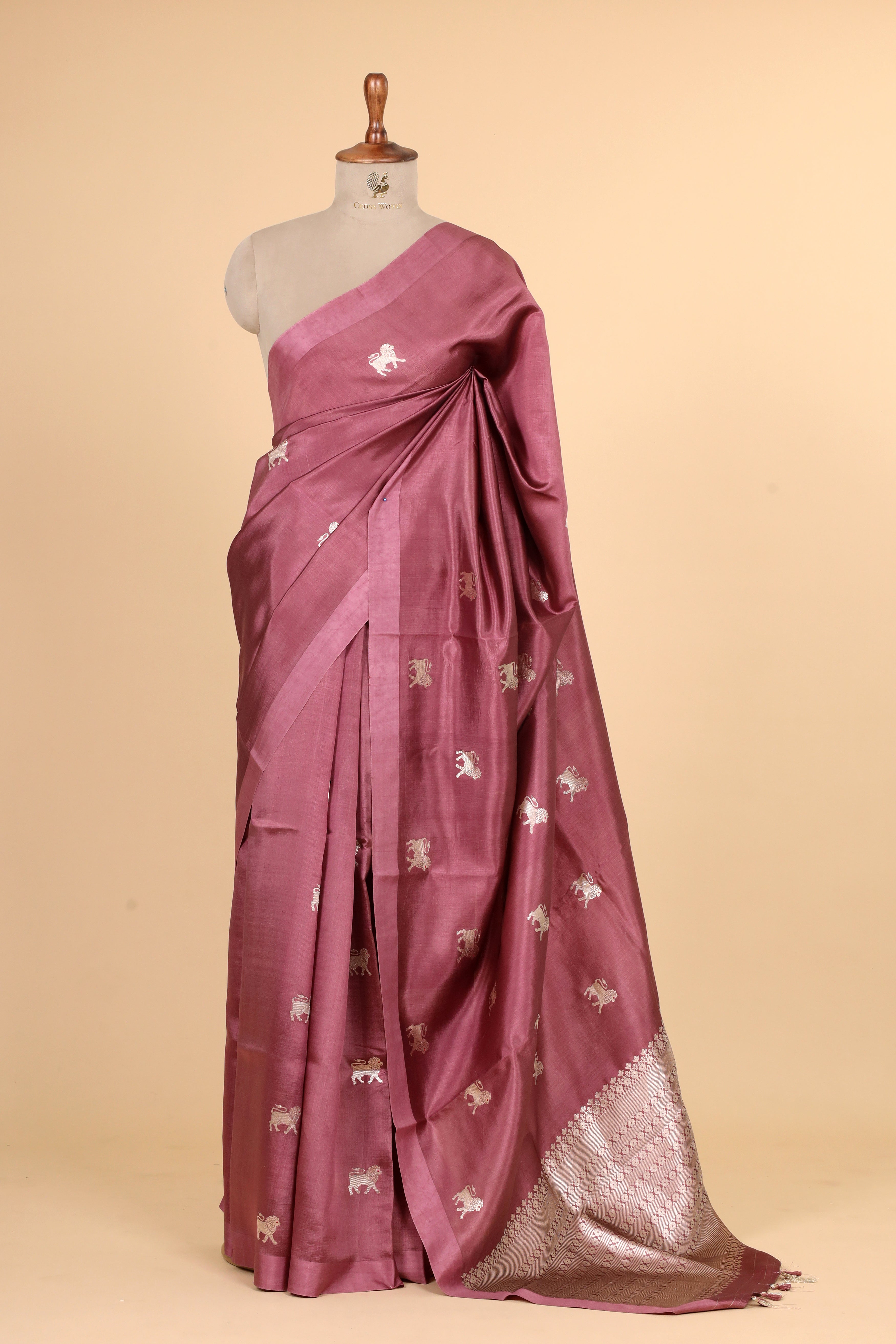 Dusty Rose Handwoven Pure Banarasi Soft Silk Saree