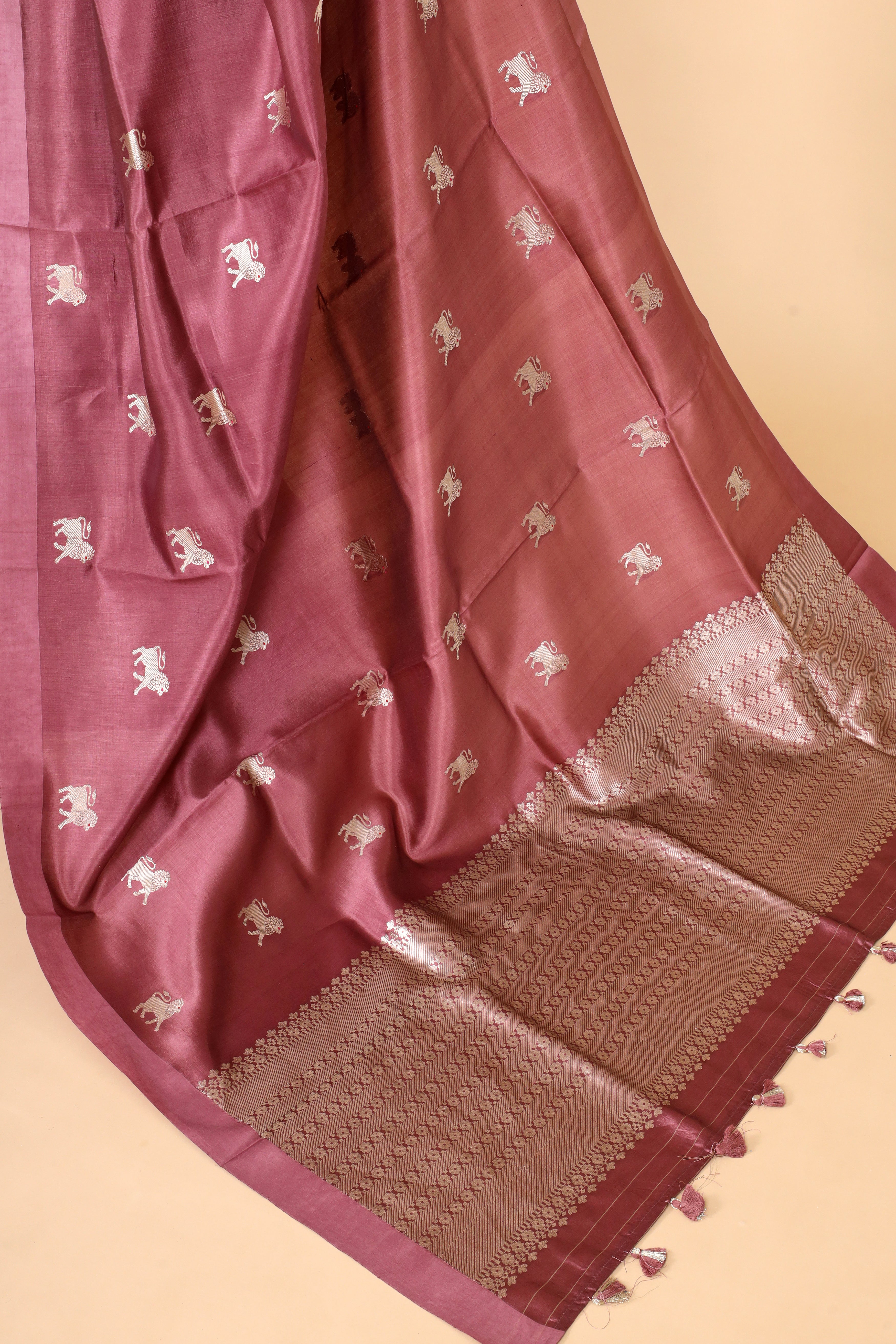 Dusty Rose Handwoven Pure Banarasi Soft Silk Saree