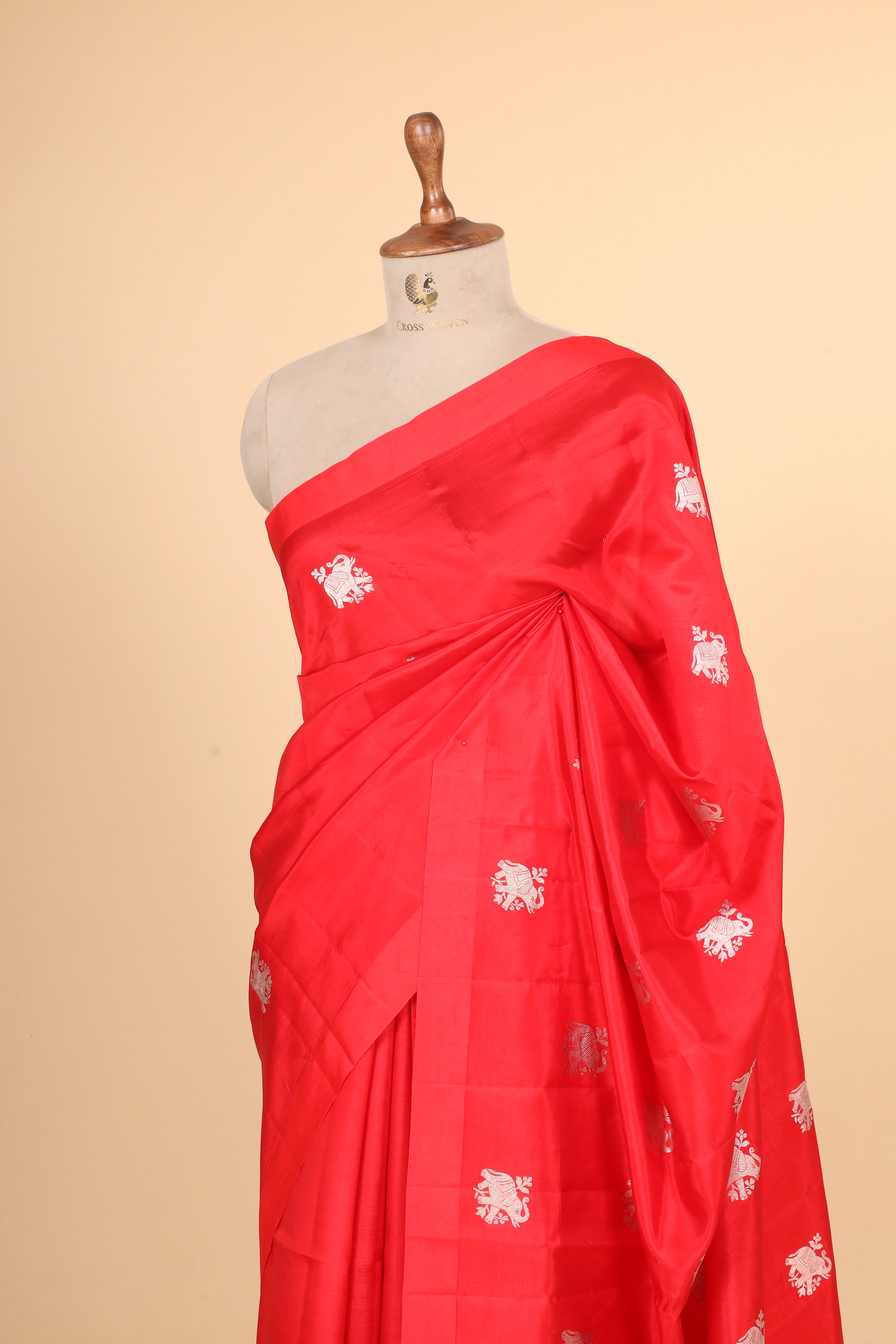 Red Handwoven Pure Banarasi Soft Silk Saree