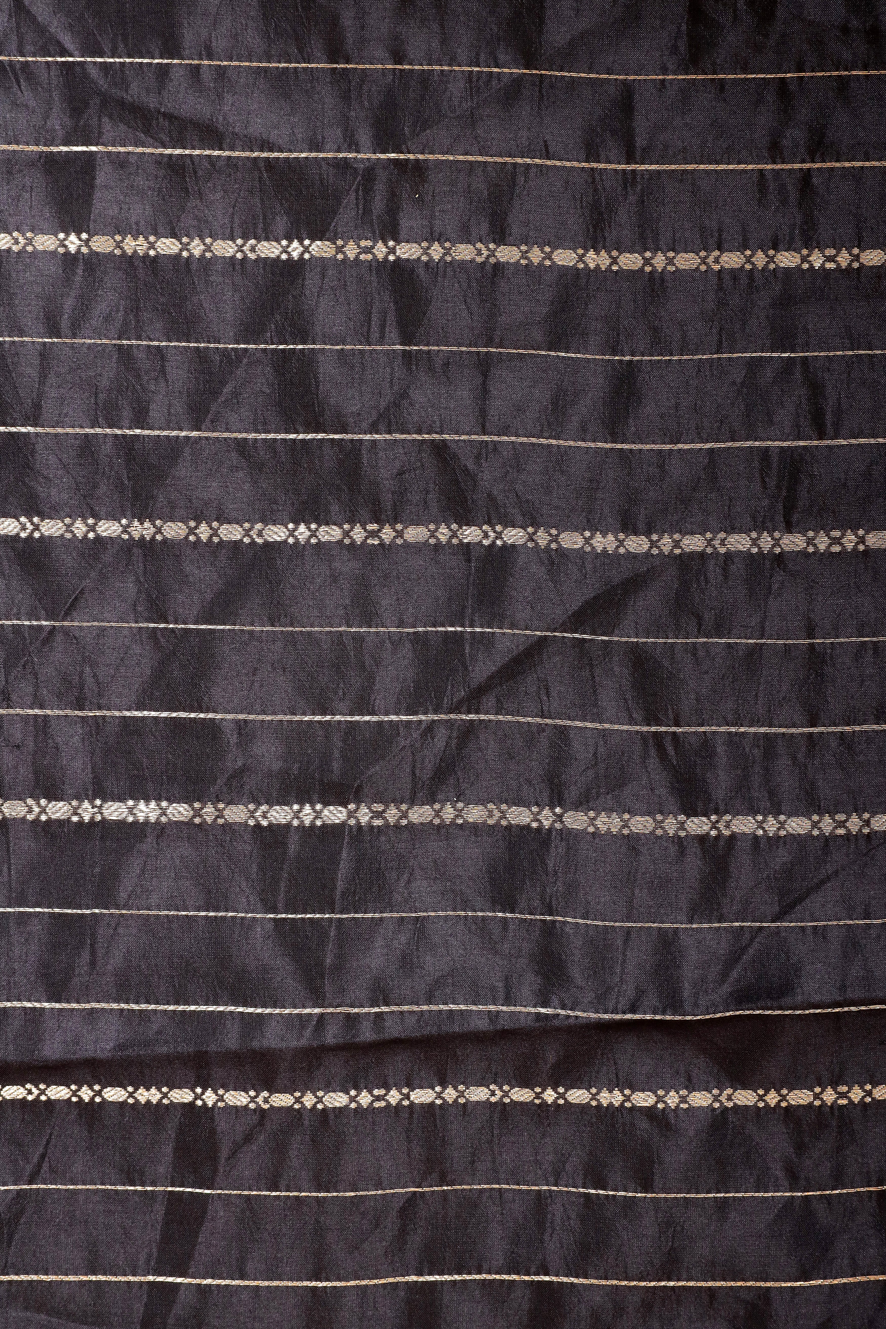 Black Handwoven Pure Banarasi Soft Silk Saree