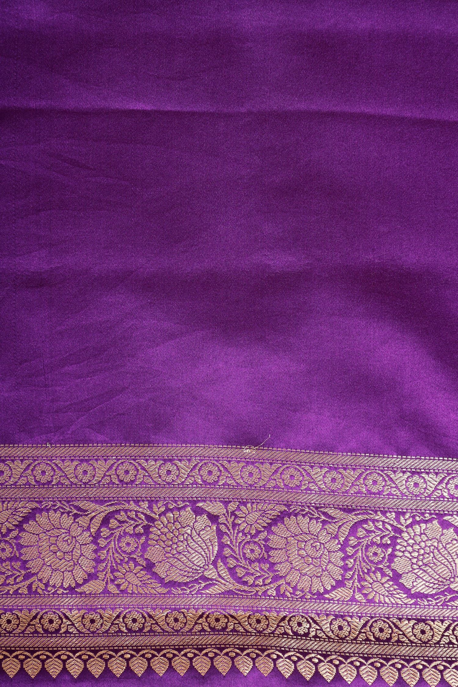 Purple Mashru Silk Saree With Brocade Allover Jaal