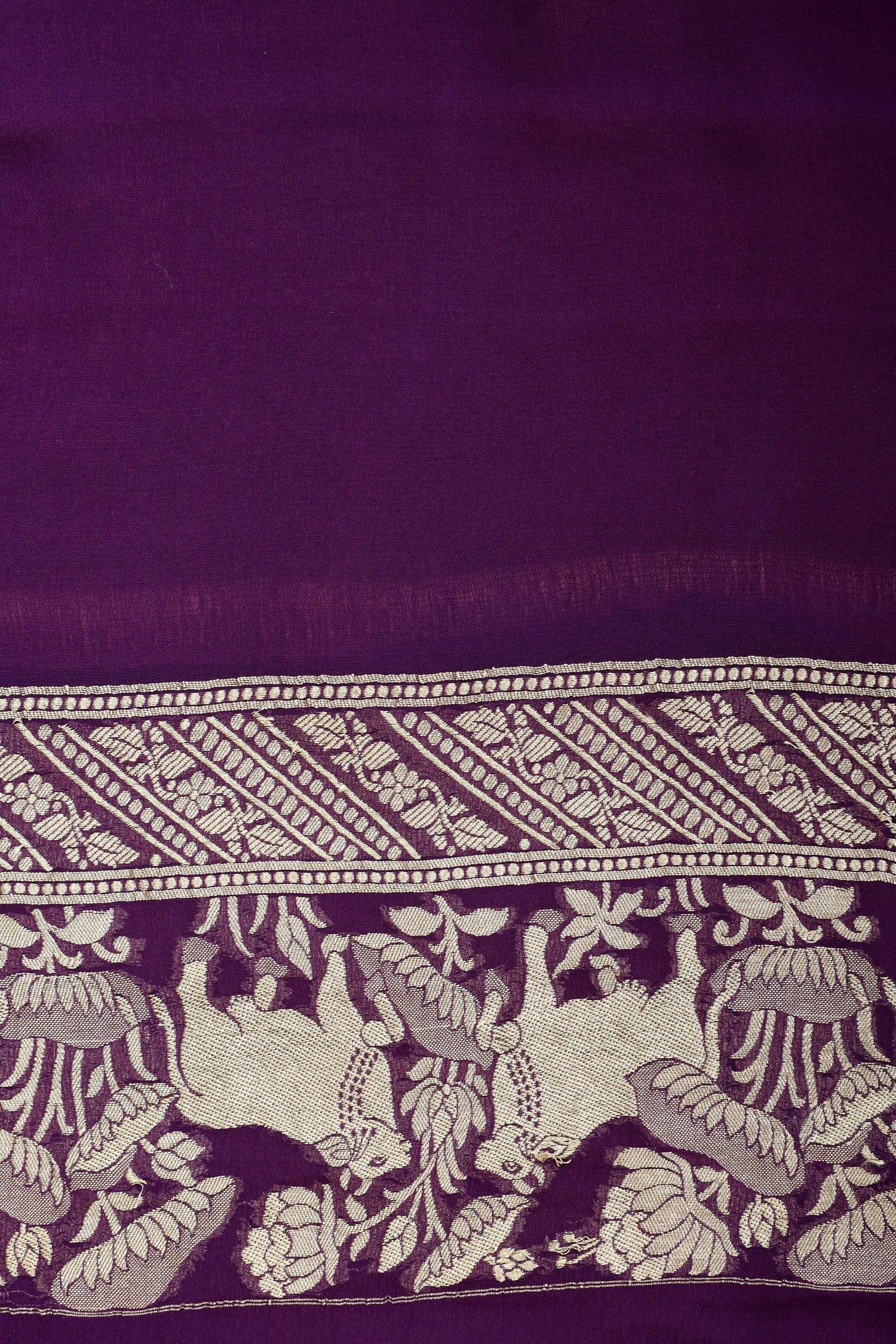 Shaded Georgette Khaddi Saree with Antique Zari And Shikargah Border