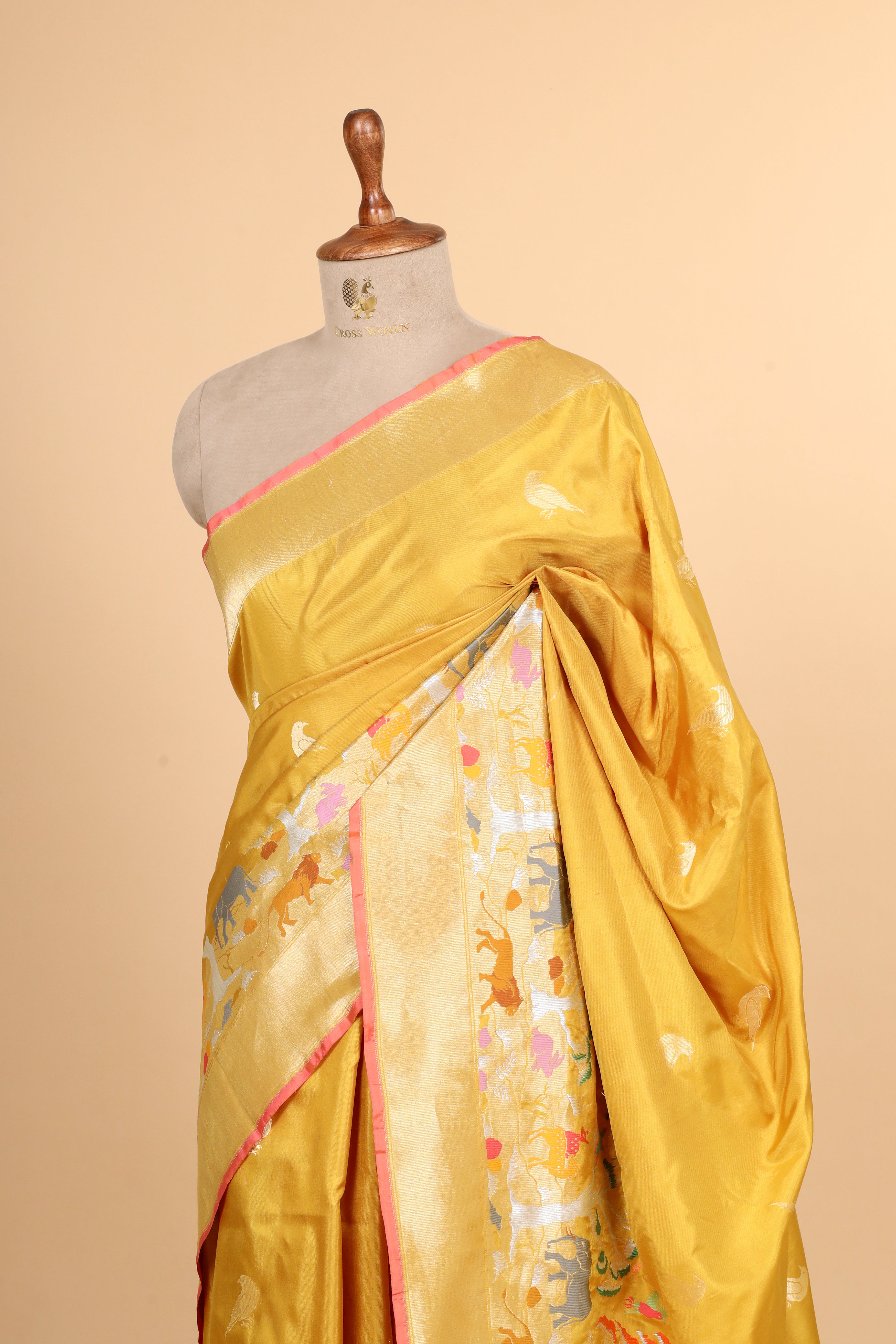 Mustard Lime Handwoven Pure Banarasi Katan Silk Saree