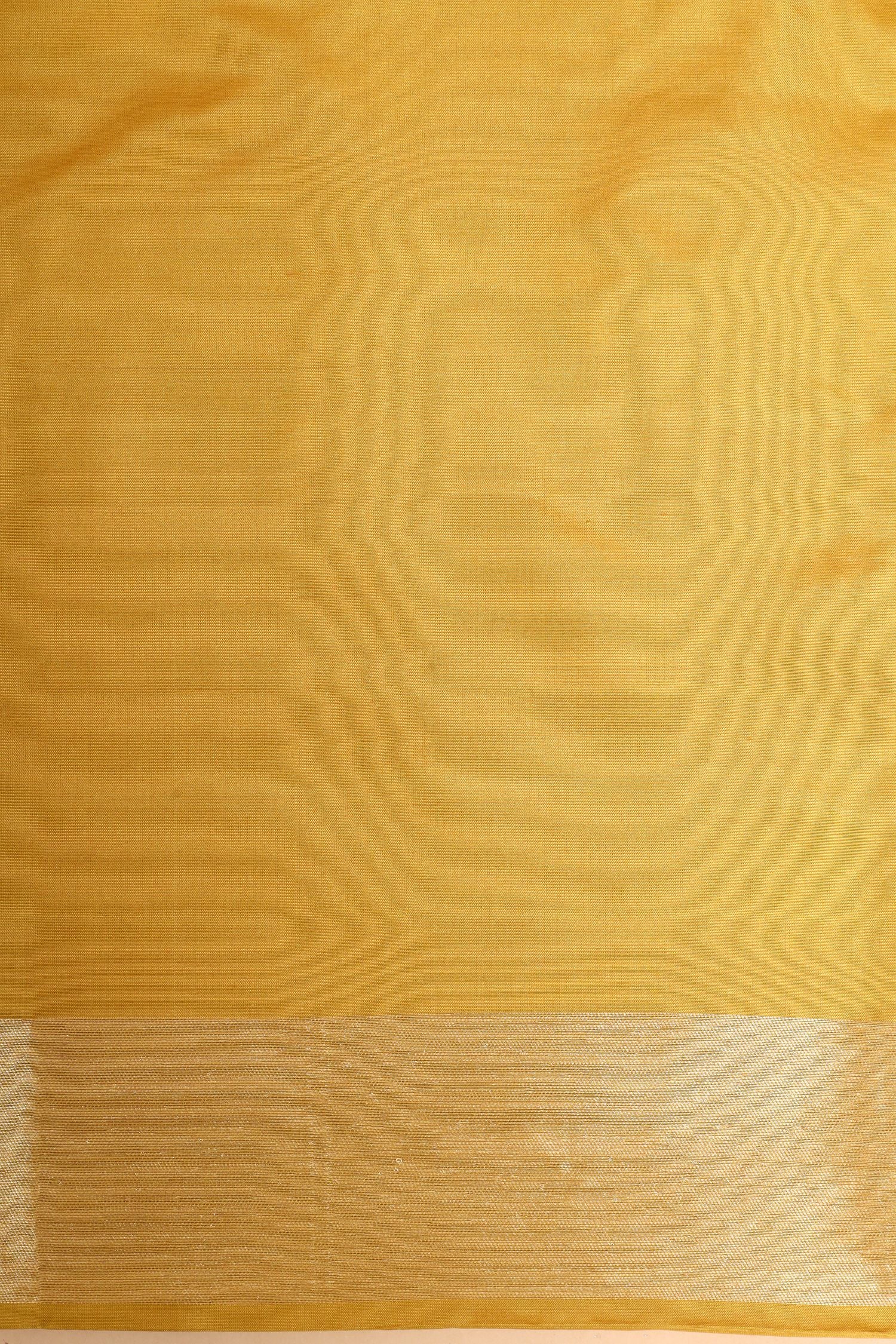Mustard Lime Handwoven Pure Banarasi Katan Silk Saree