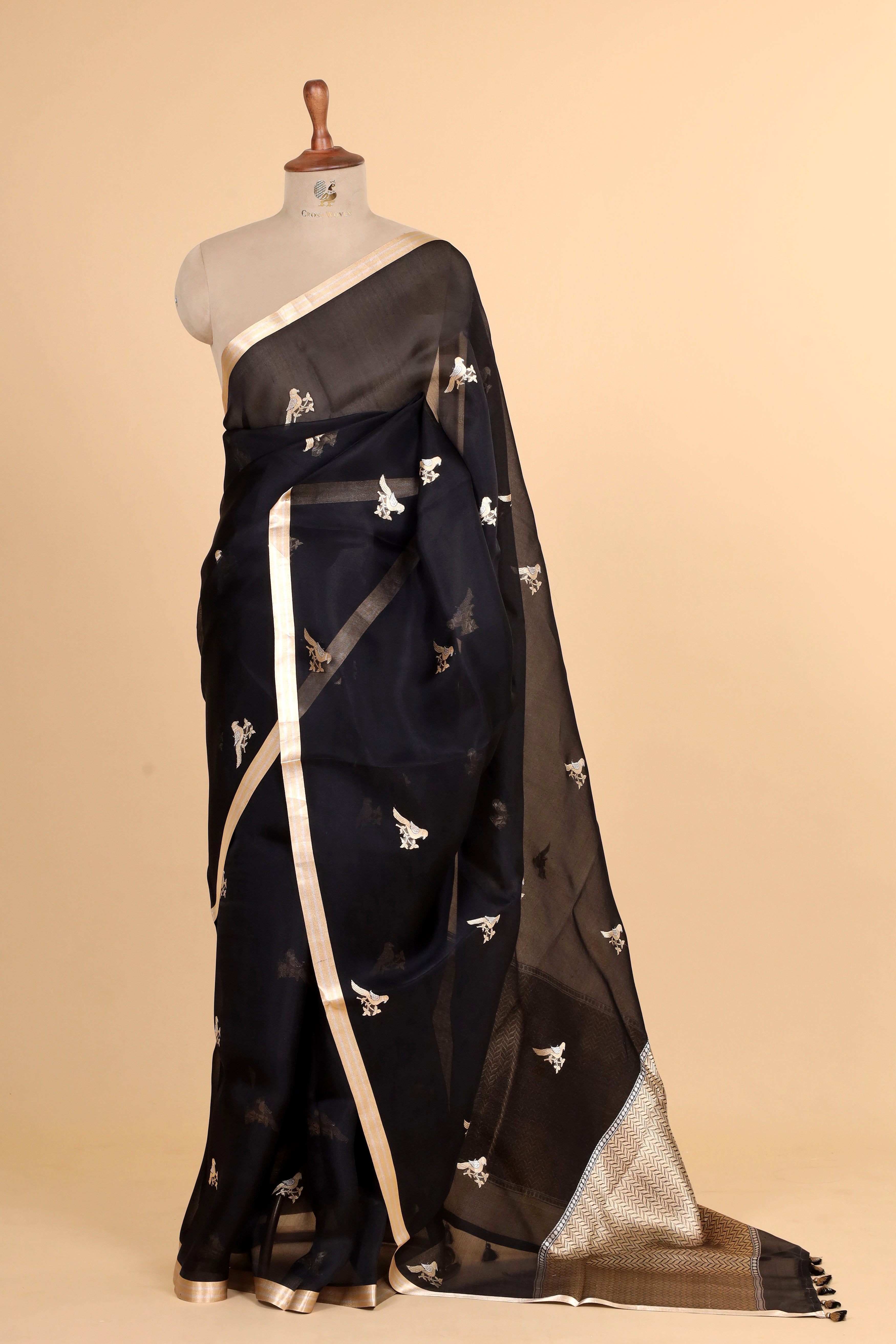 Black Banarasi Handloom Organza Silk Saree