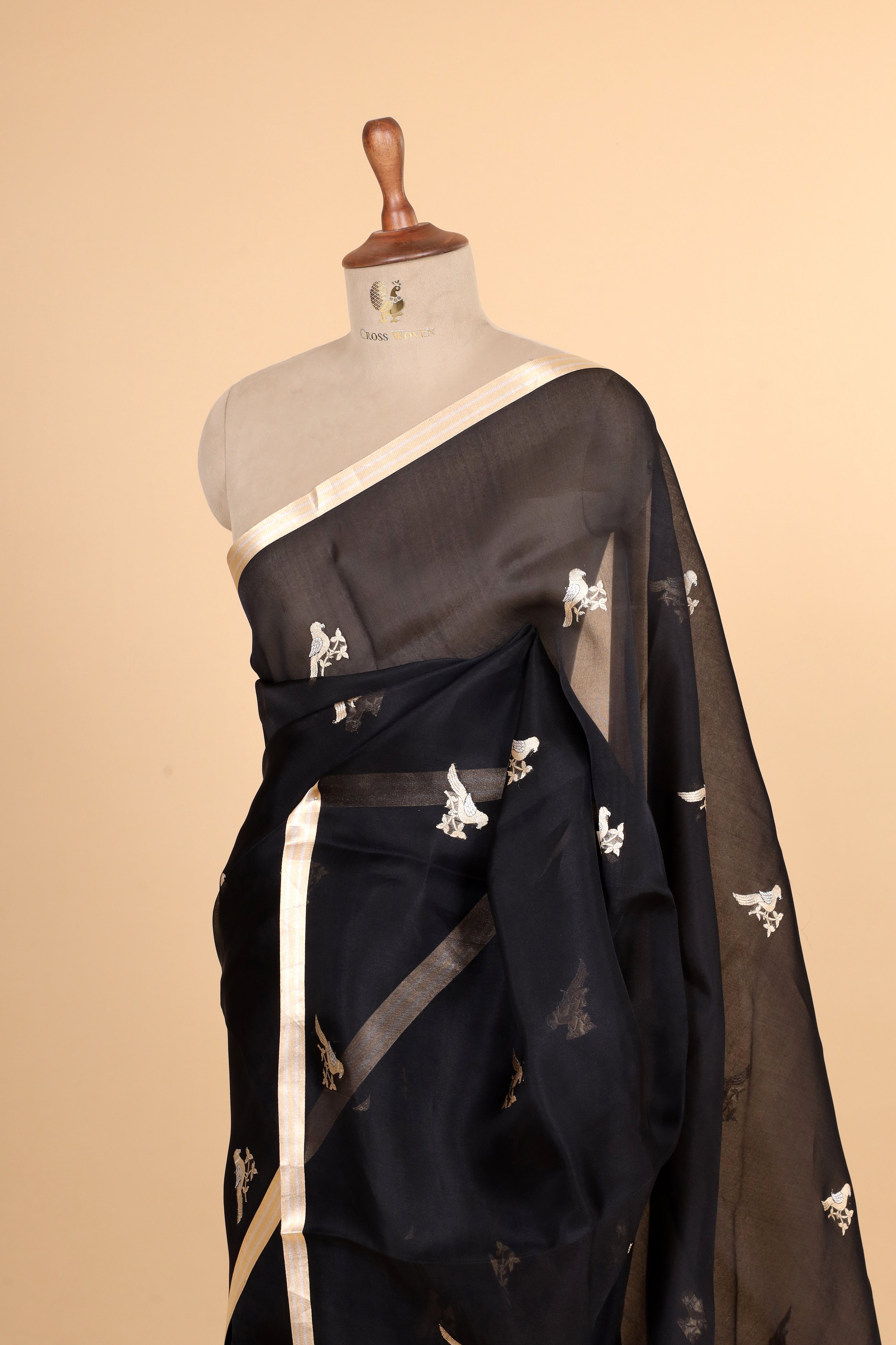 Black Banarasi Handloom Organza Silk Saree