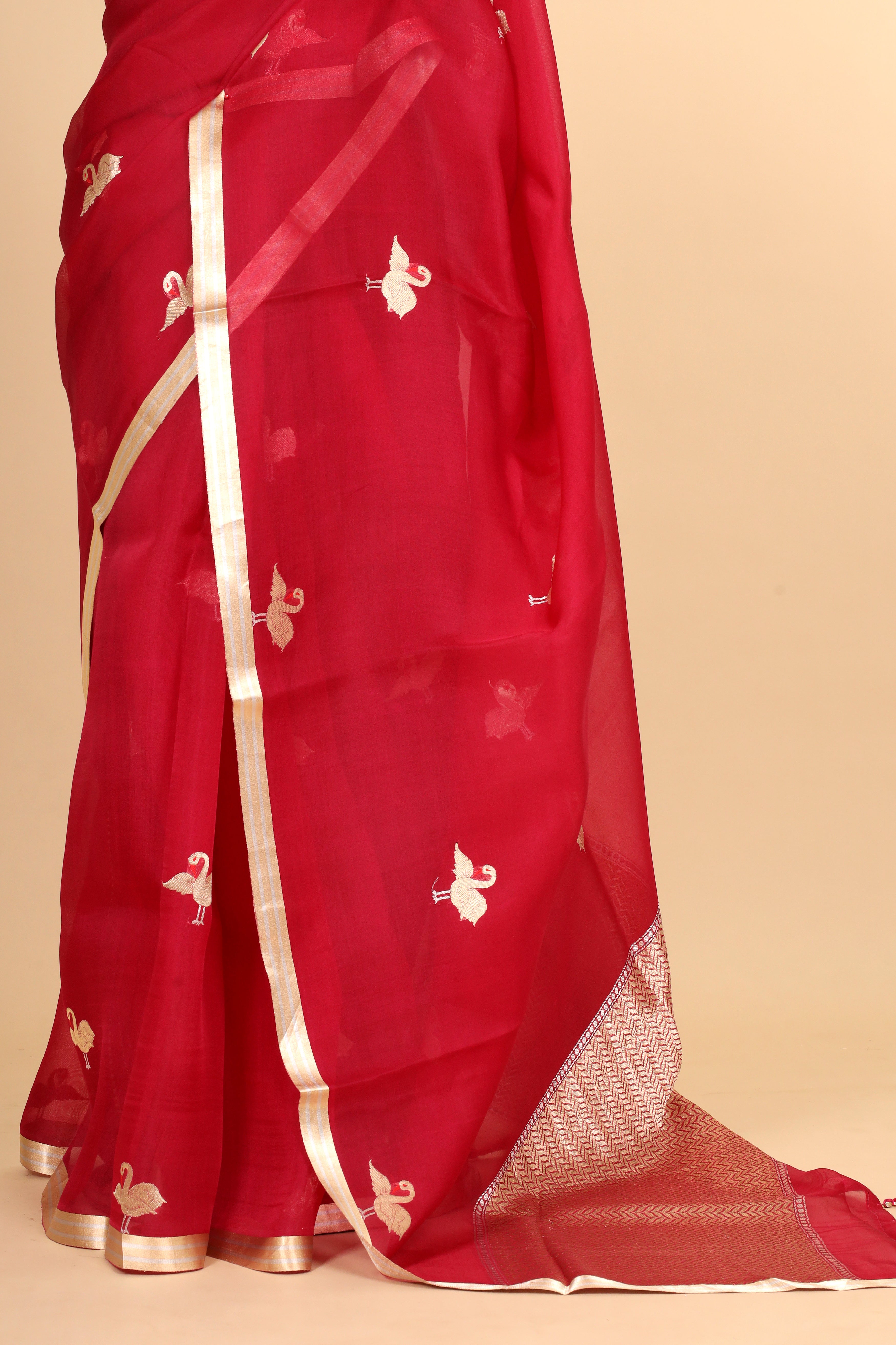 Rani Pink Banarasi Handloom Meenakari Organza Silk Saree