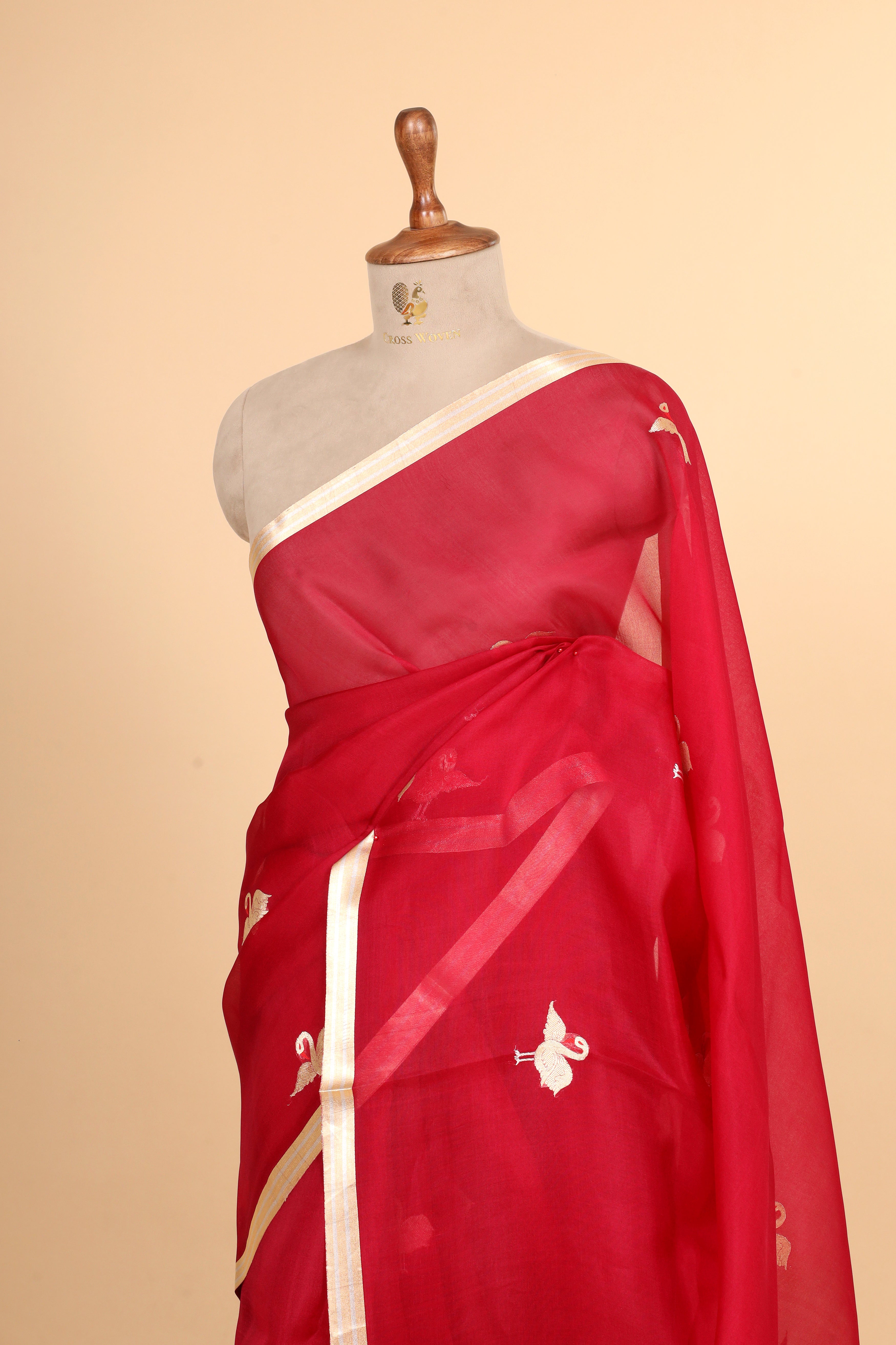 Rani Pink Banarasi Handloom Meenakari Organza Silk Saree