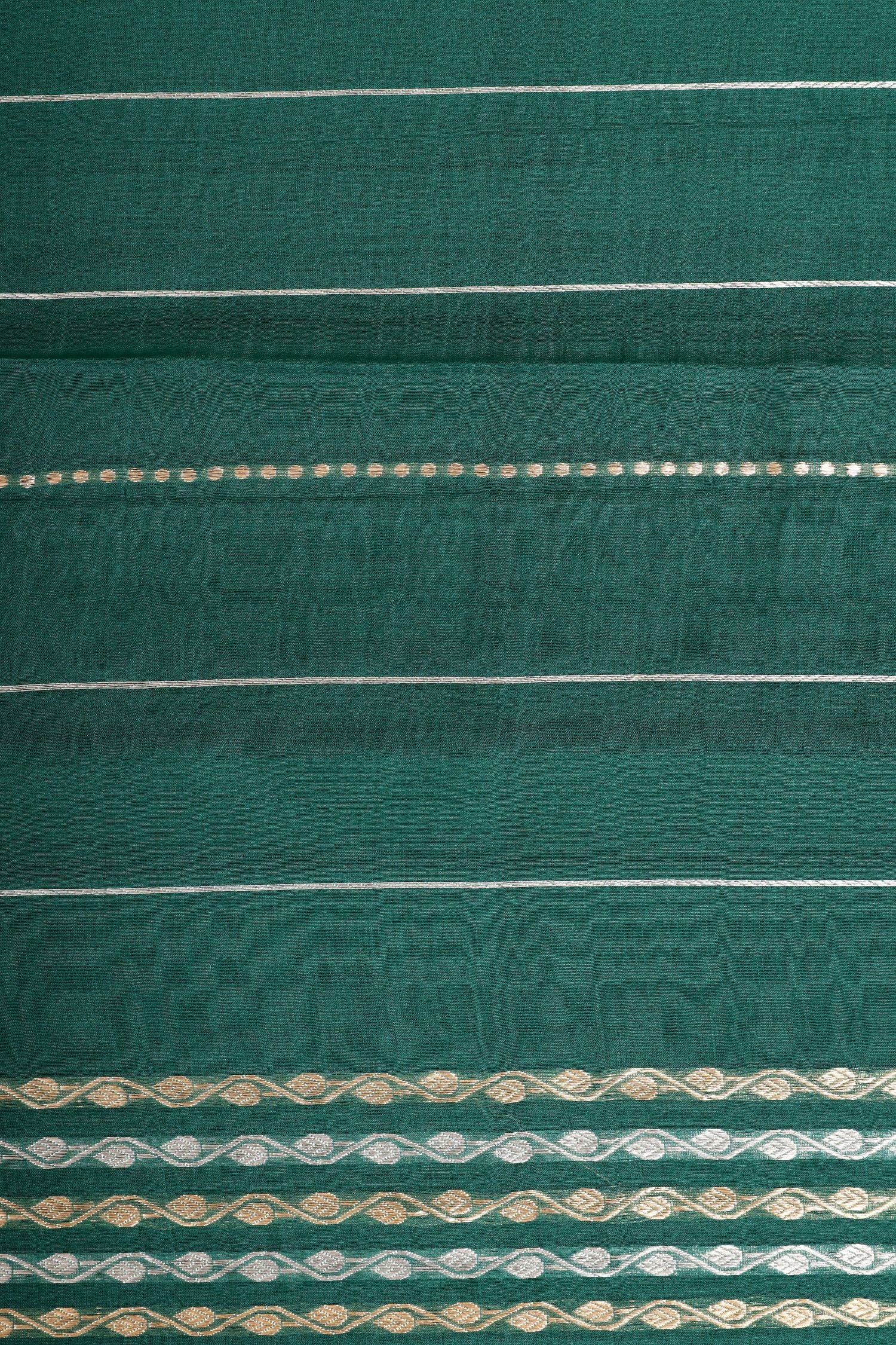 Emerald Green Banarasi Handloom Organza Silk Saree