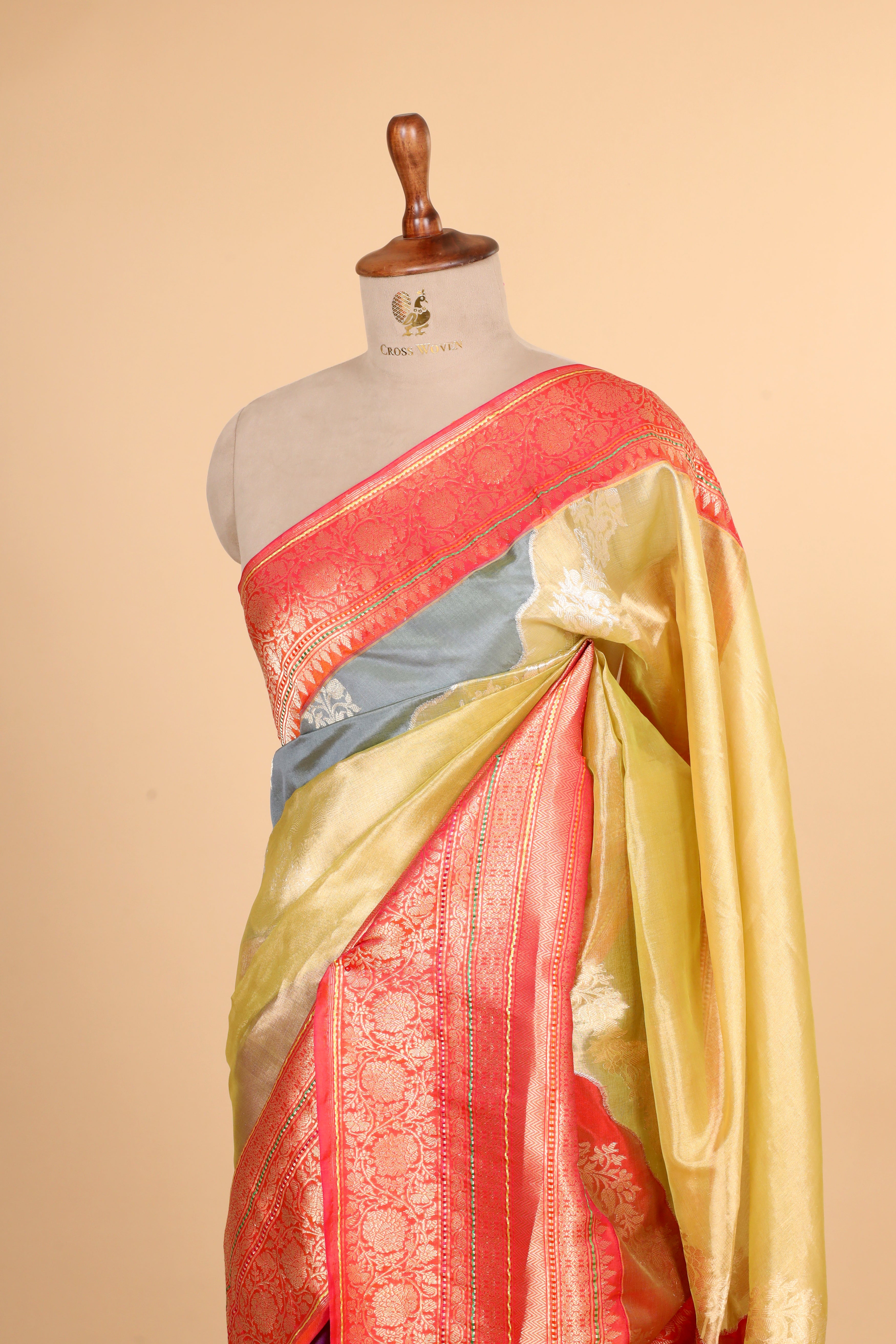 Rangkaat Banarasi Handloom Tissue Silk Saree With Meenakari Katan Border