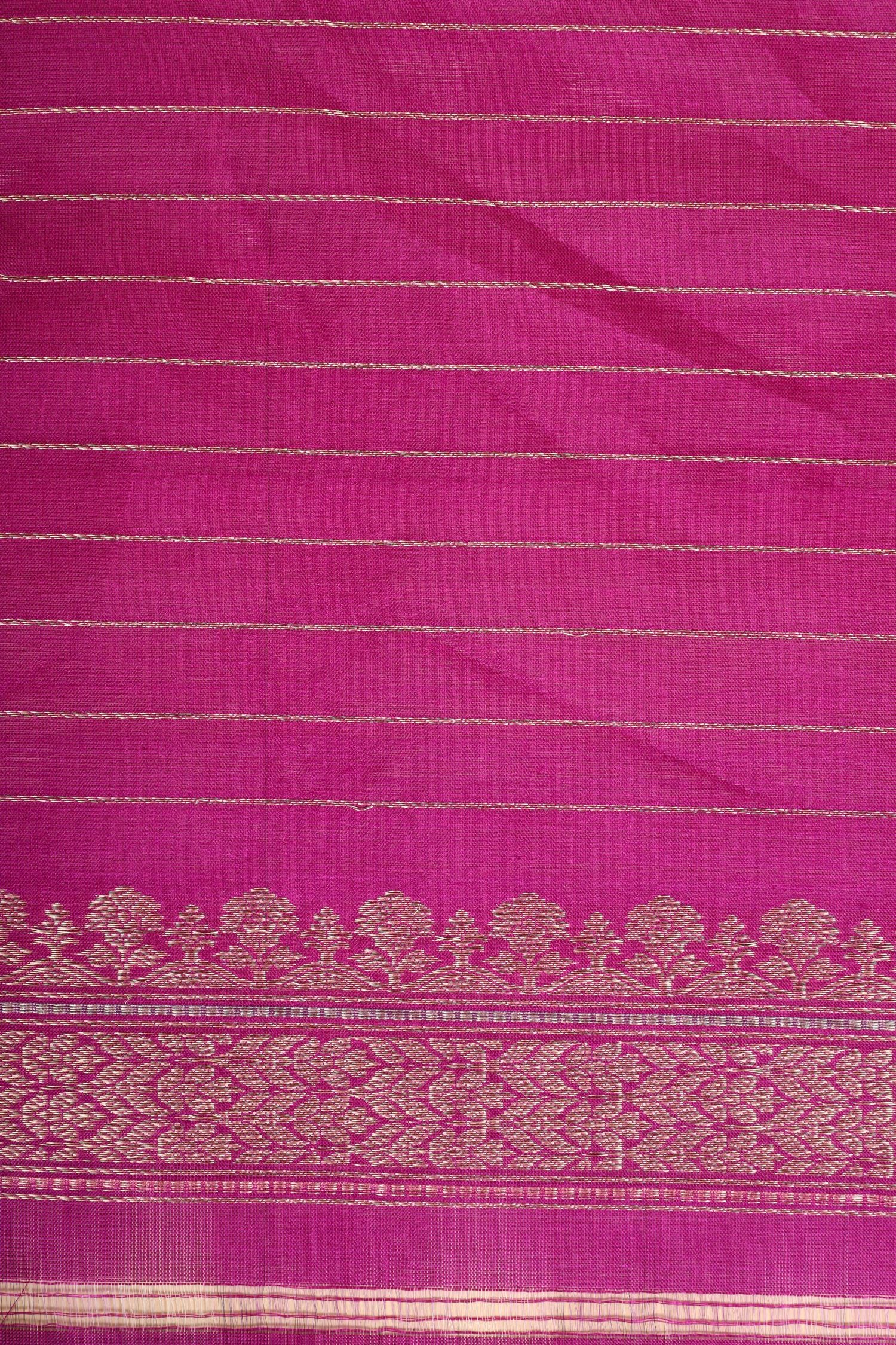 Silver Rangkaat Banarasi Handloom Tissue Silk Saree With Meenakari Katan Border