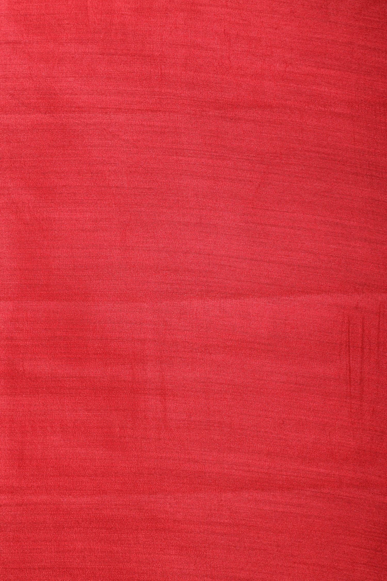 Deep Red Chiniya Silk Suit Set With Handbrush Organza Dupatta