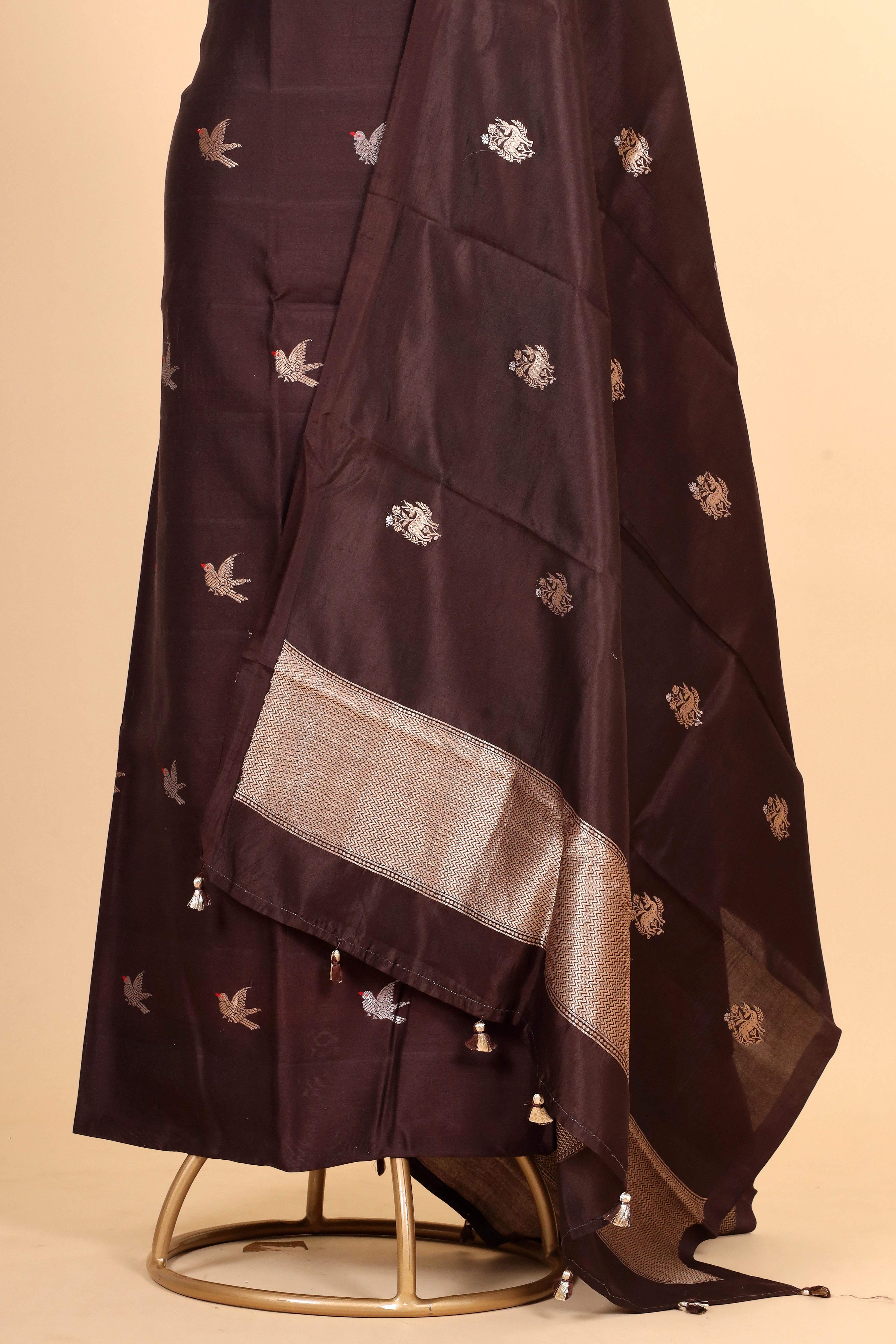 Deep Brown Meenakari Banarasi Soft Silk Suitsets