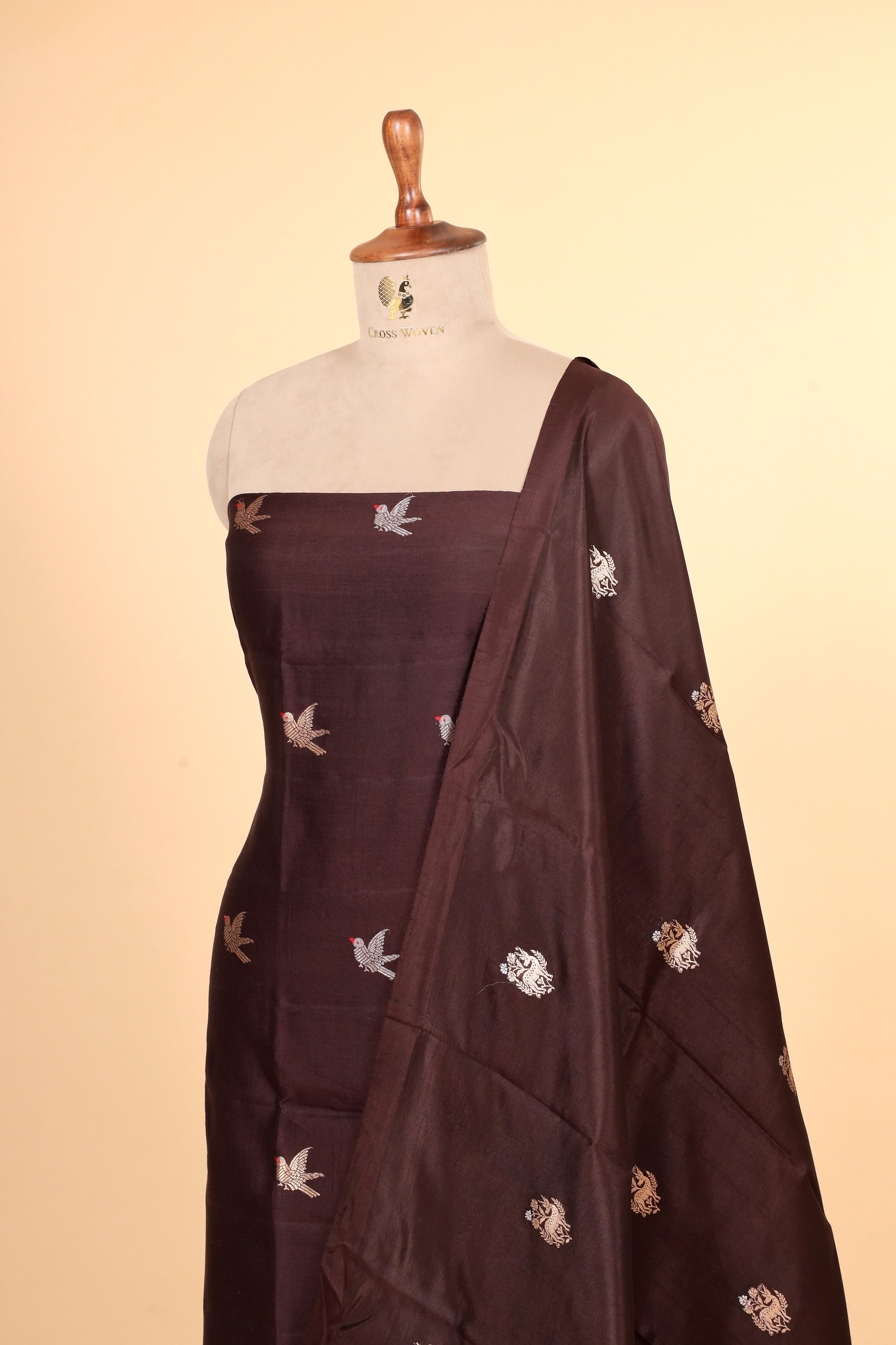 Deep Brown Meenakari Banarasi Soft Silk Suitsets