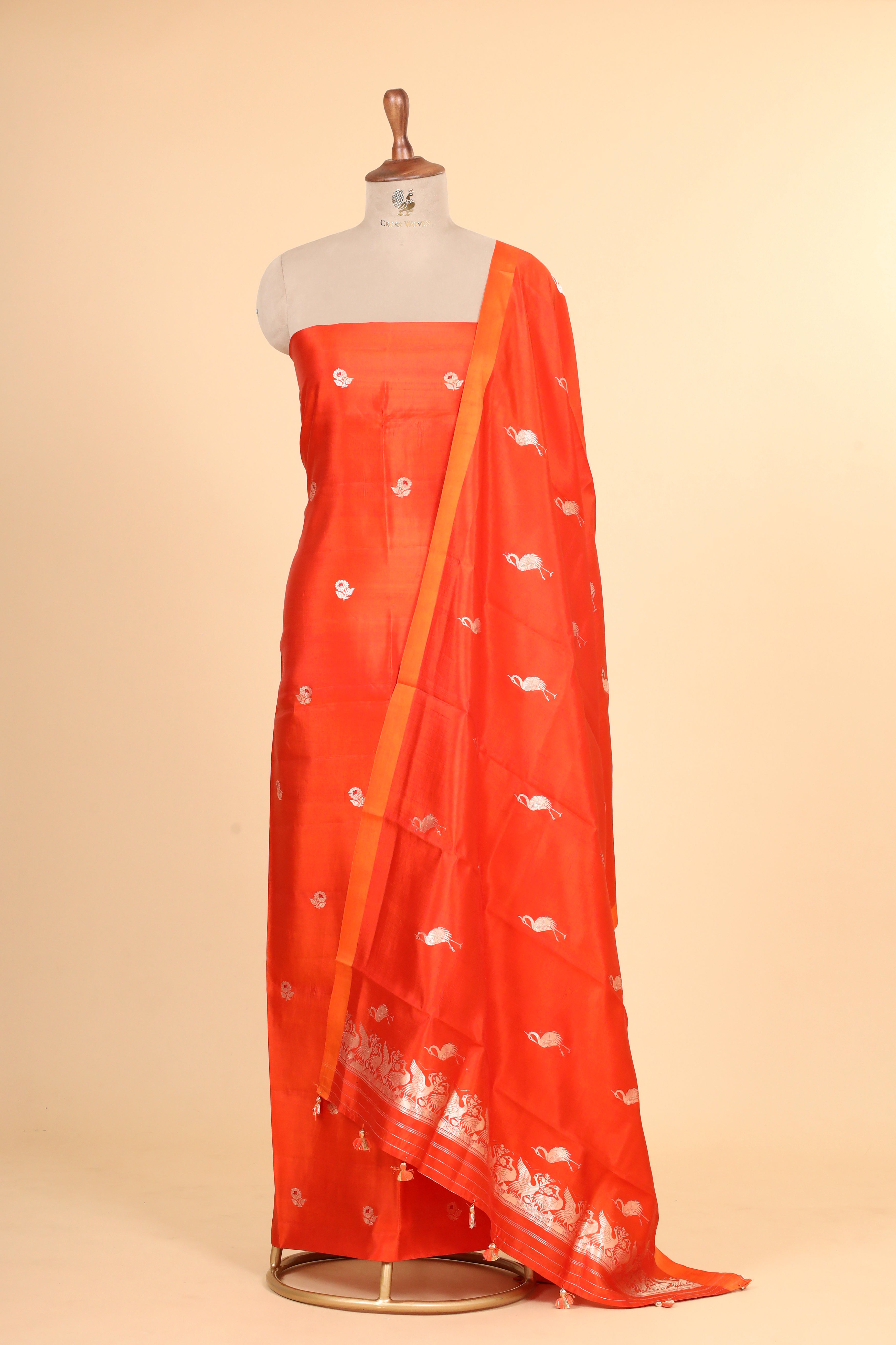 Orange Meenakari Banarasi Soft Silk Suitsets
