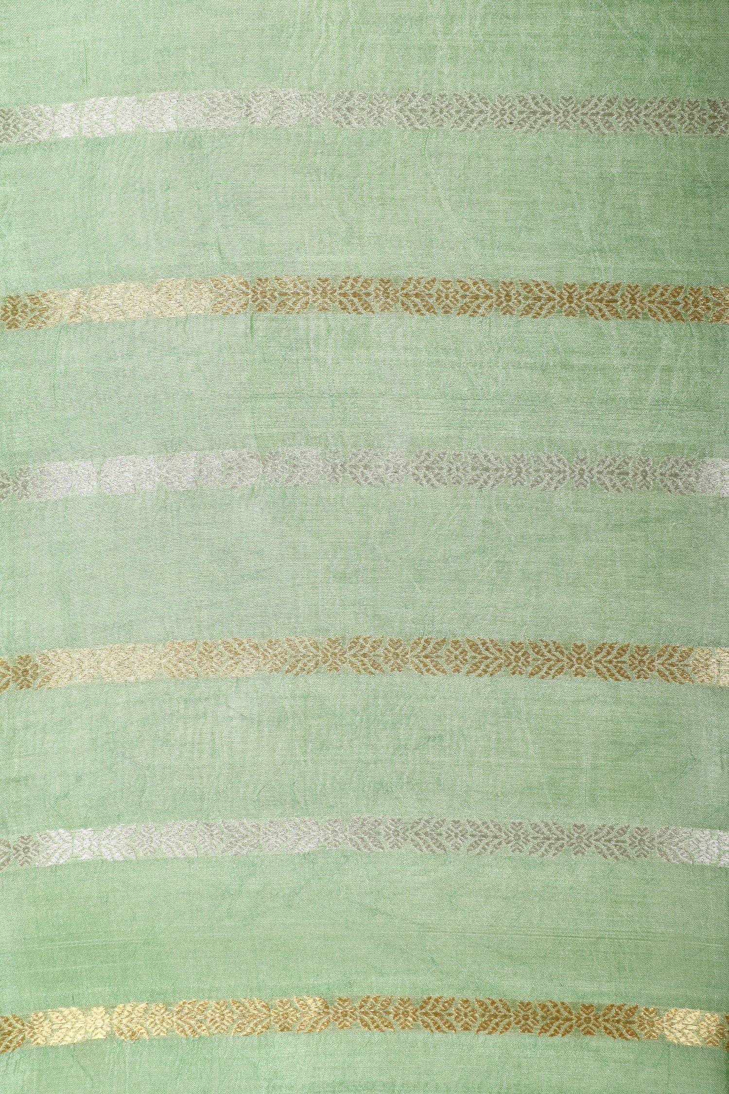 Pastel Green Banarasi Soft Silk Suit Set With Organza Dupatta