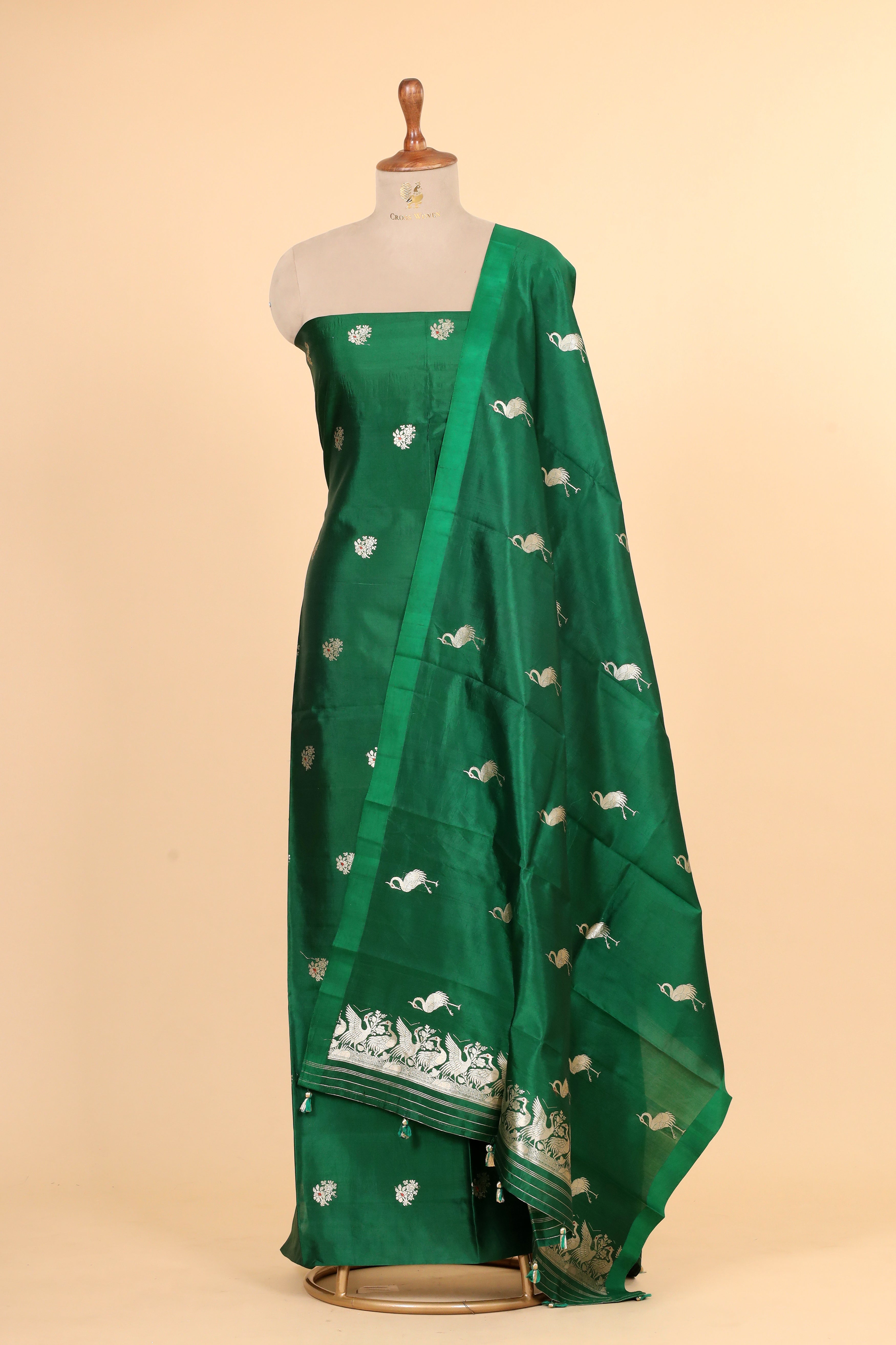 Bottle Green Meenakari Banarasi Soft Silk Suitsets