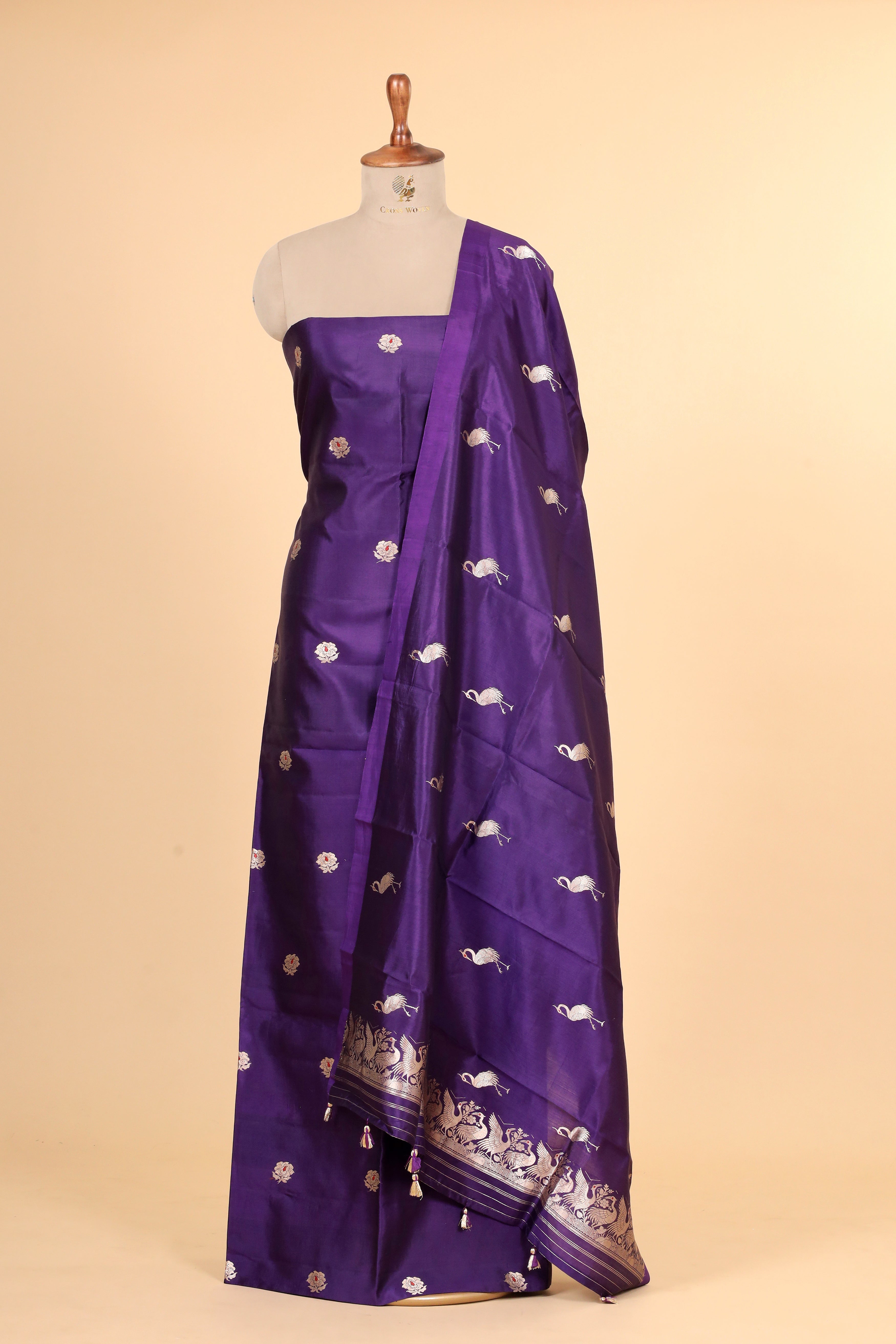 Purple Meenakari Banarasi Soft Silk Suitset