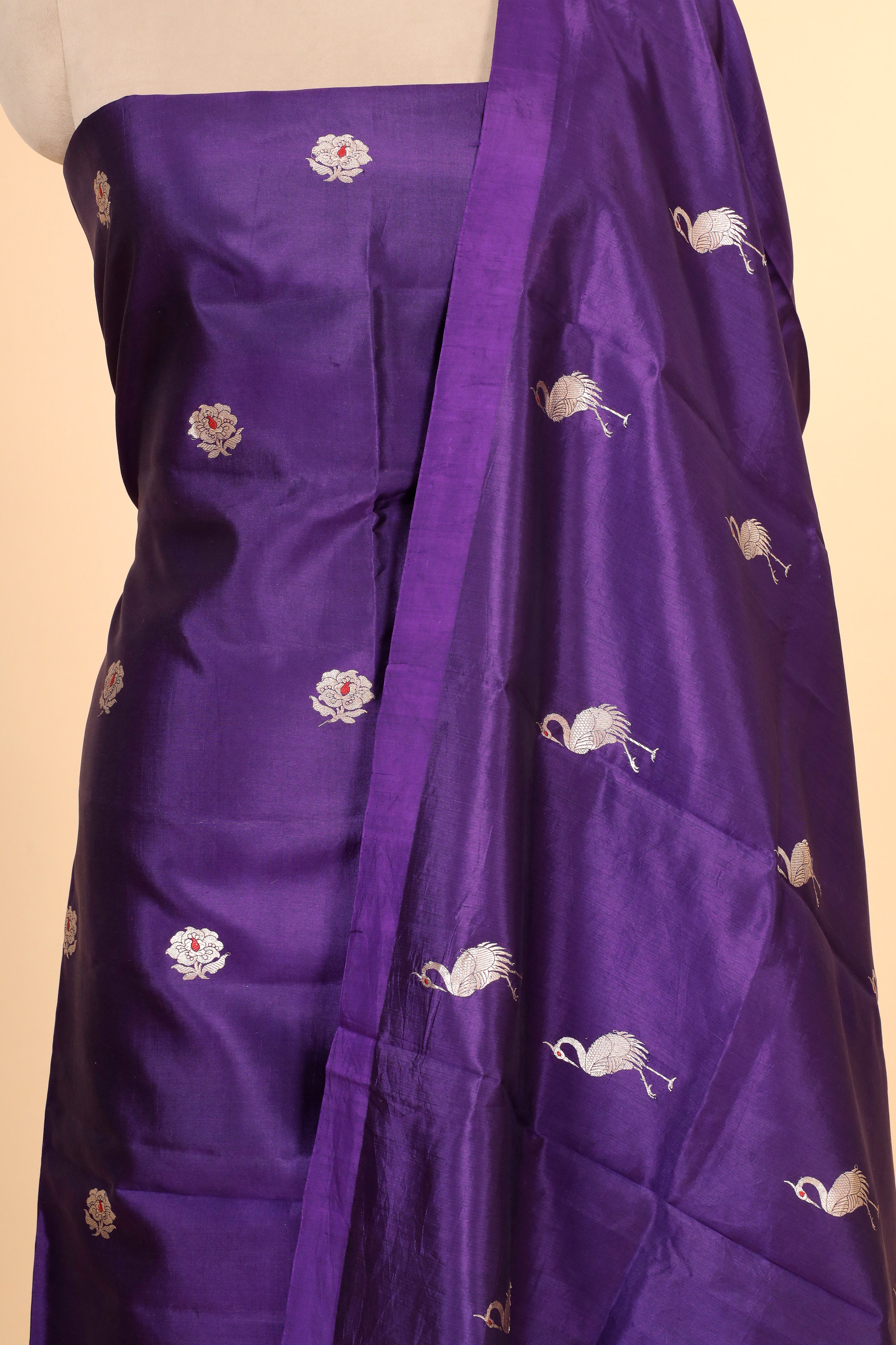 Purple Meenakari Banarasi Soft Silk Suitset