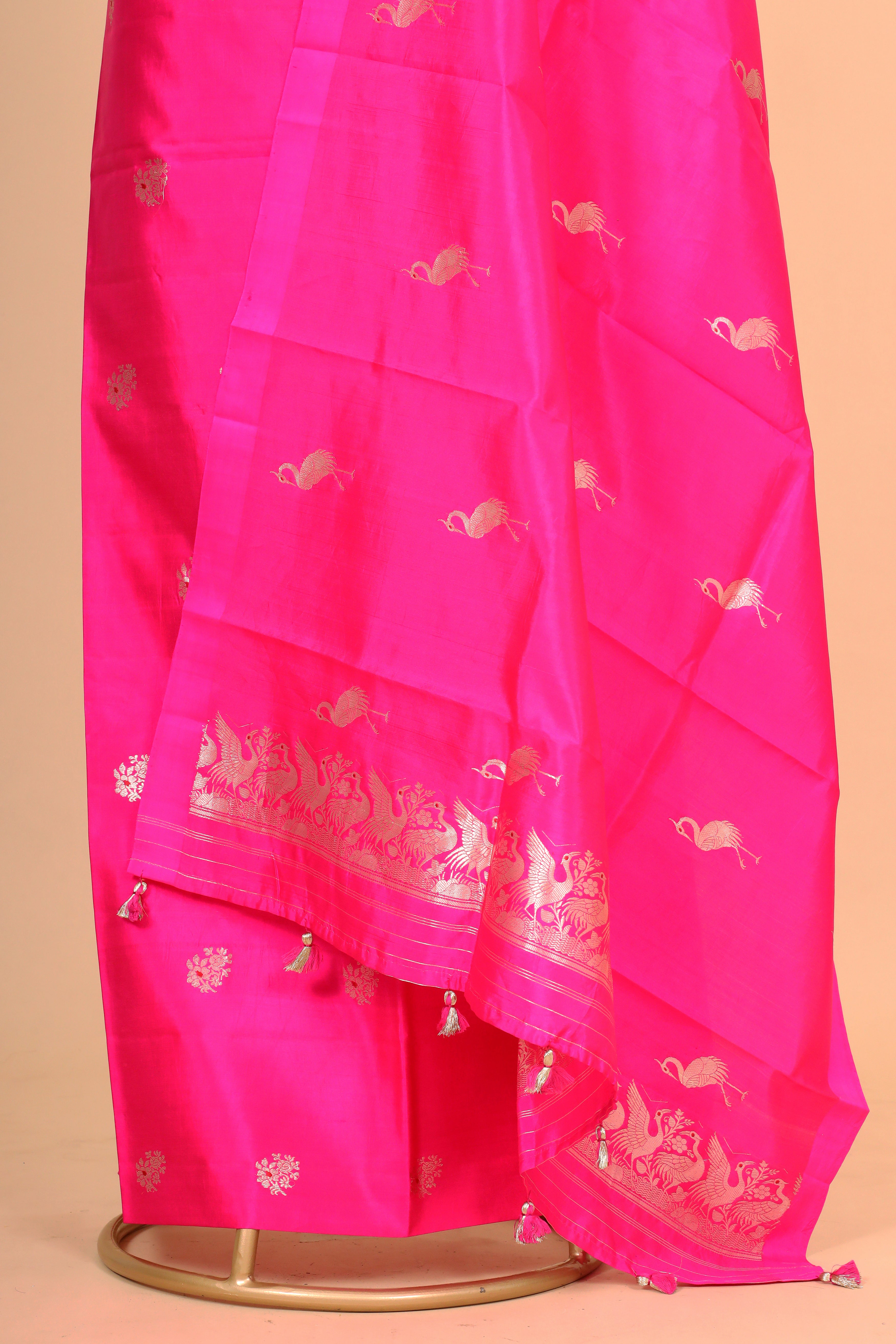 Bright Pink Meenakari Banarasi Soft Silk Suitsets