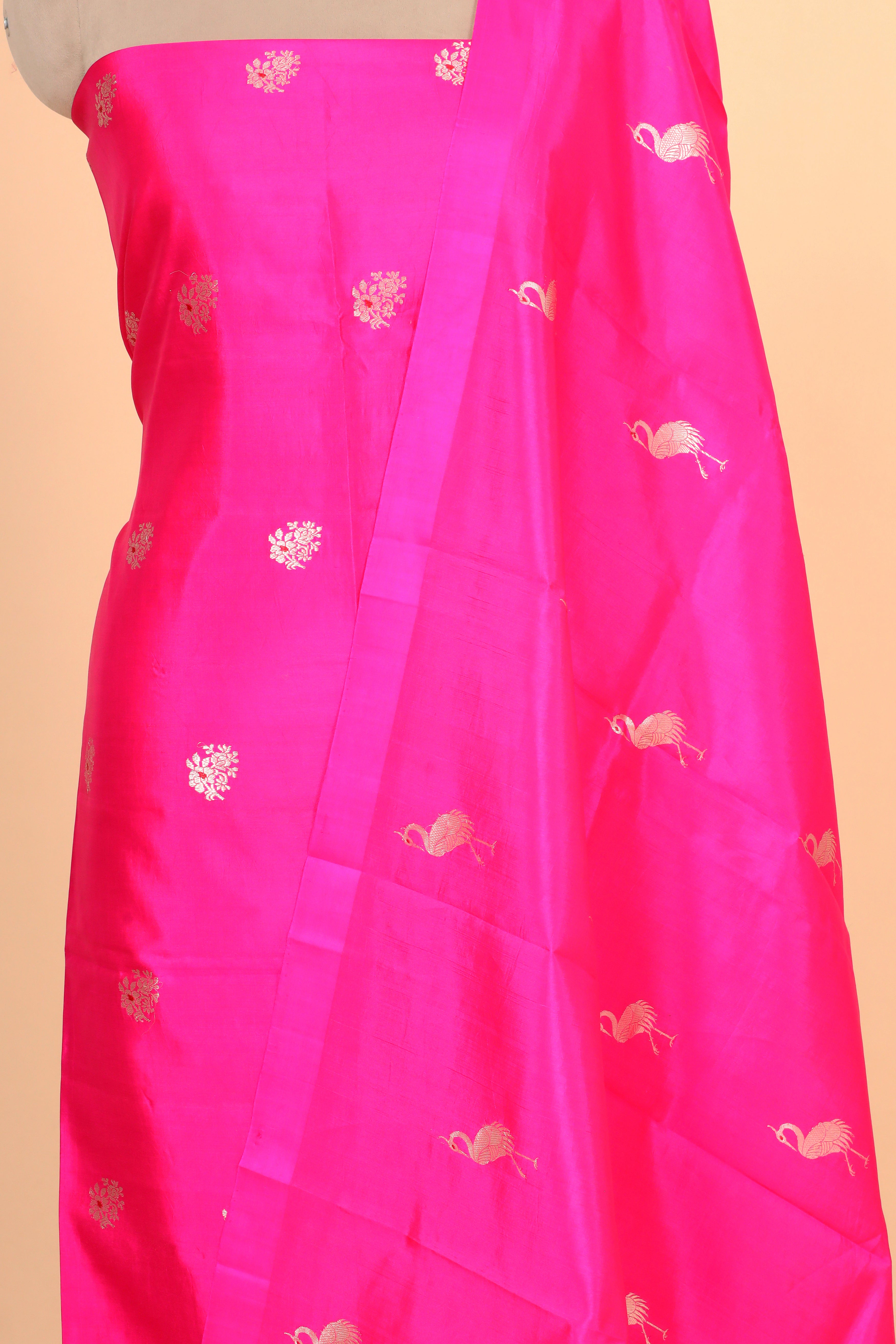 Bright Pink Meenakari Banarasi Soft Silk Suitsets