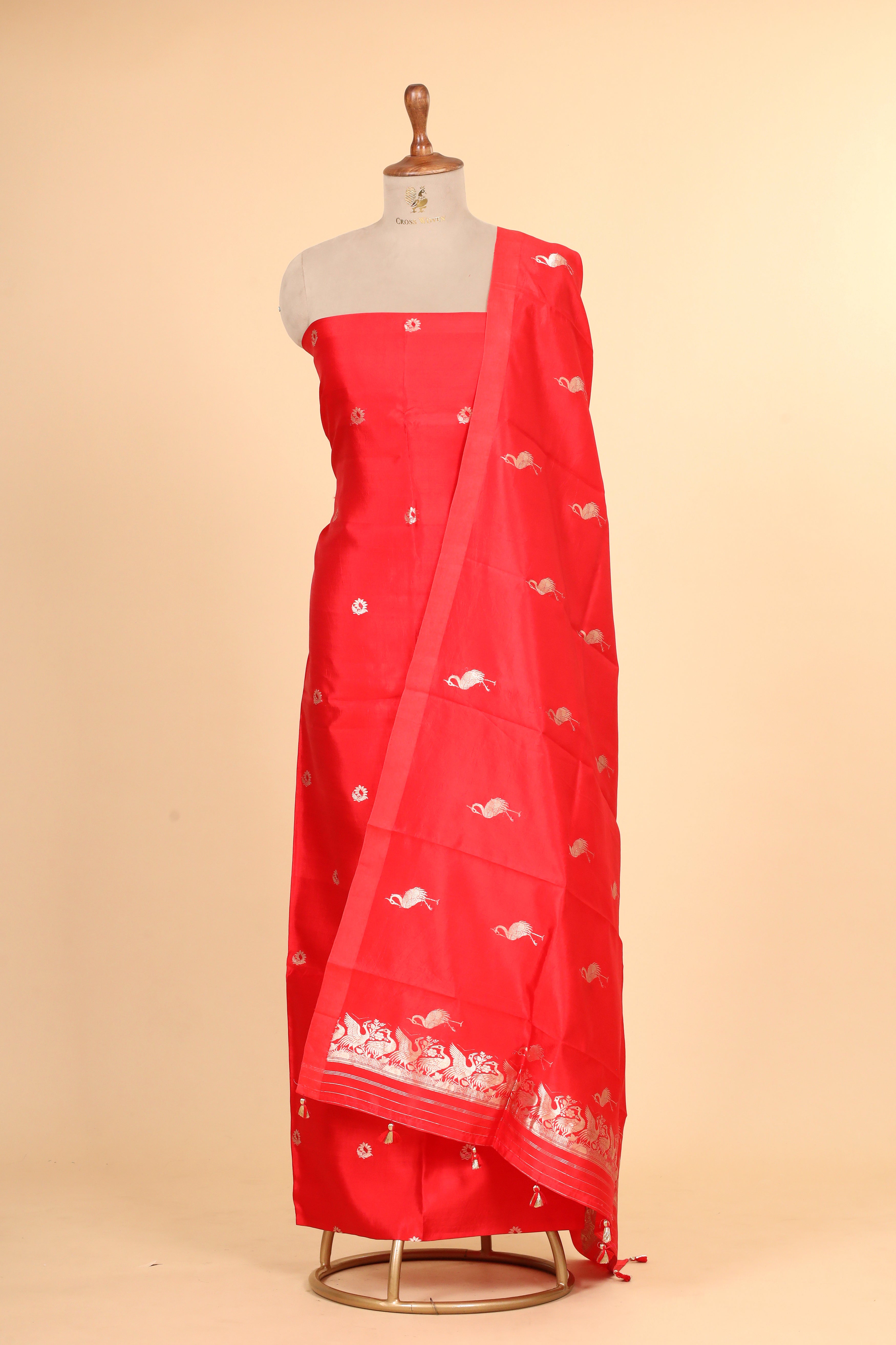 Red Meenakari Banarasi Soft Silk Suitsets