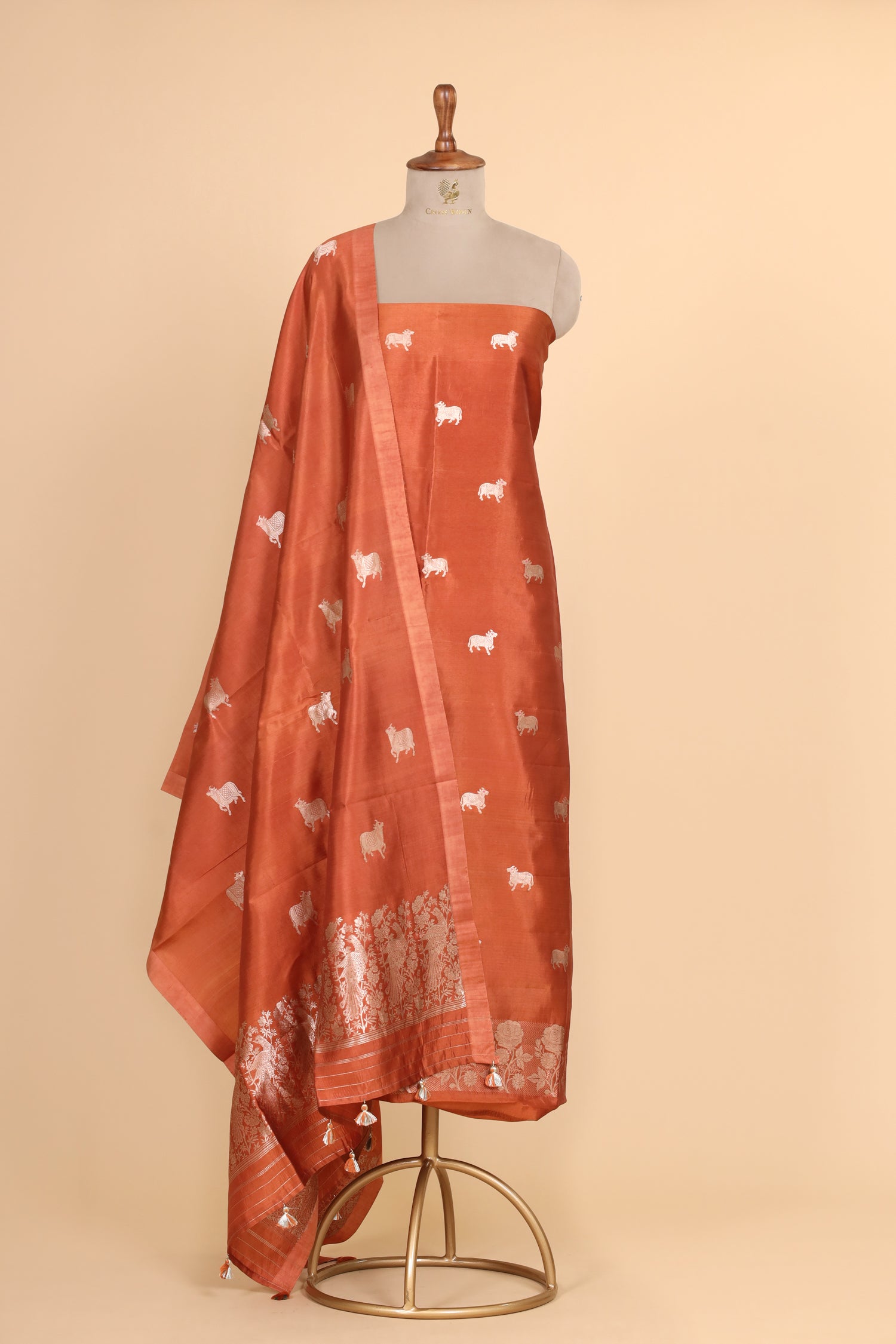 Rust Orange Soft Silk Suit Set