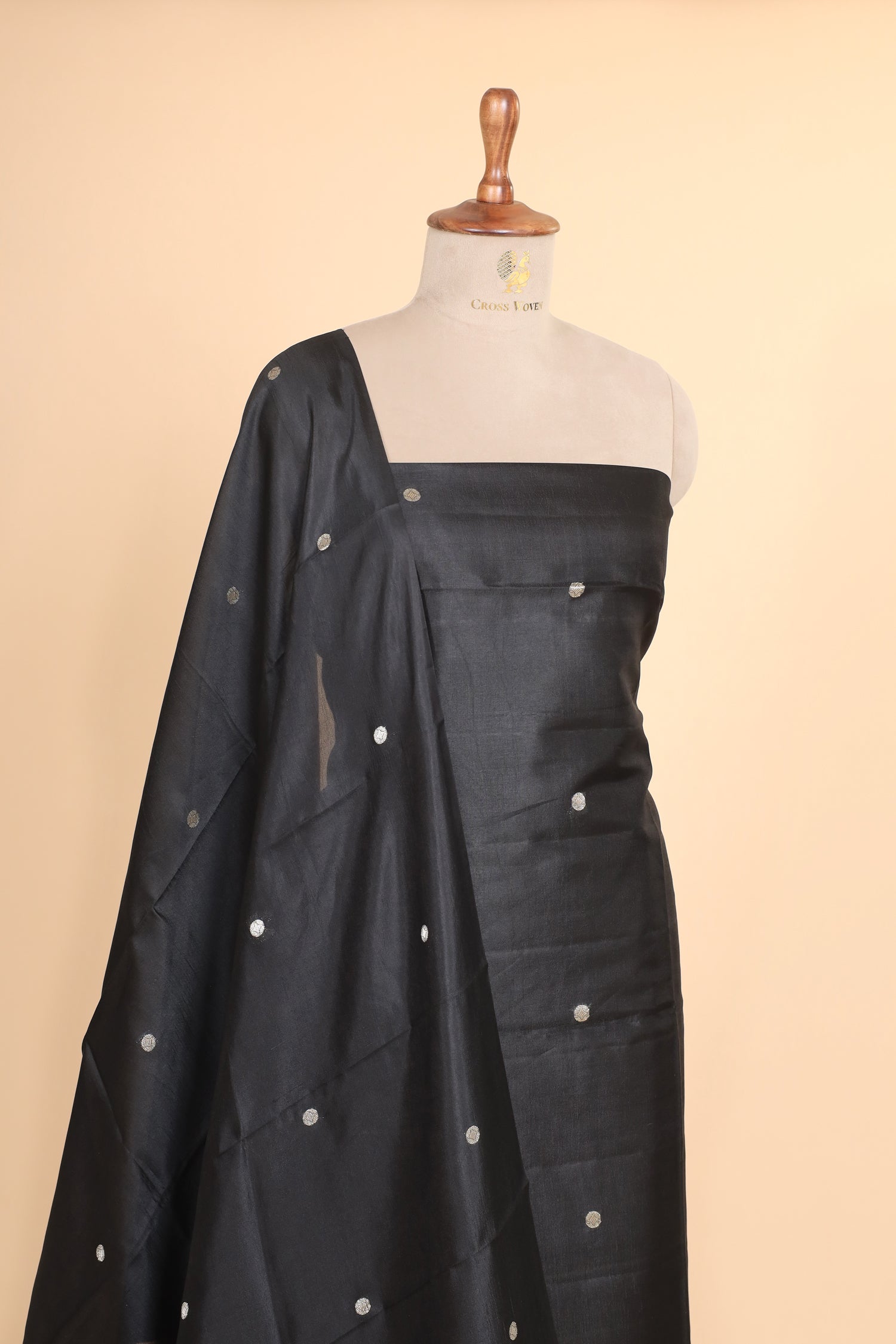 Black Soft Silk Suit Set With Tissue Border Dupatta