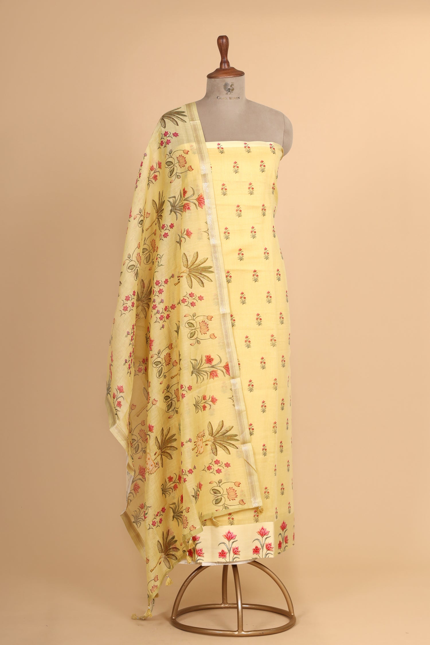 Pastel Yellow Pure Mul Cotton Suit Set
