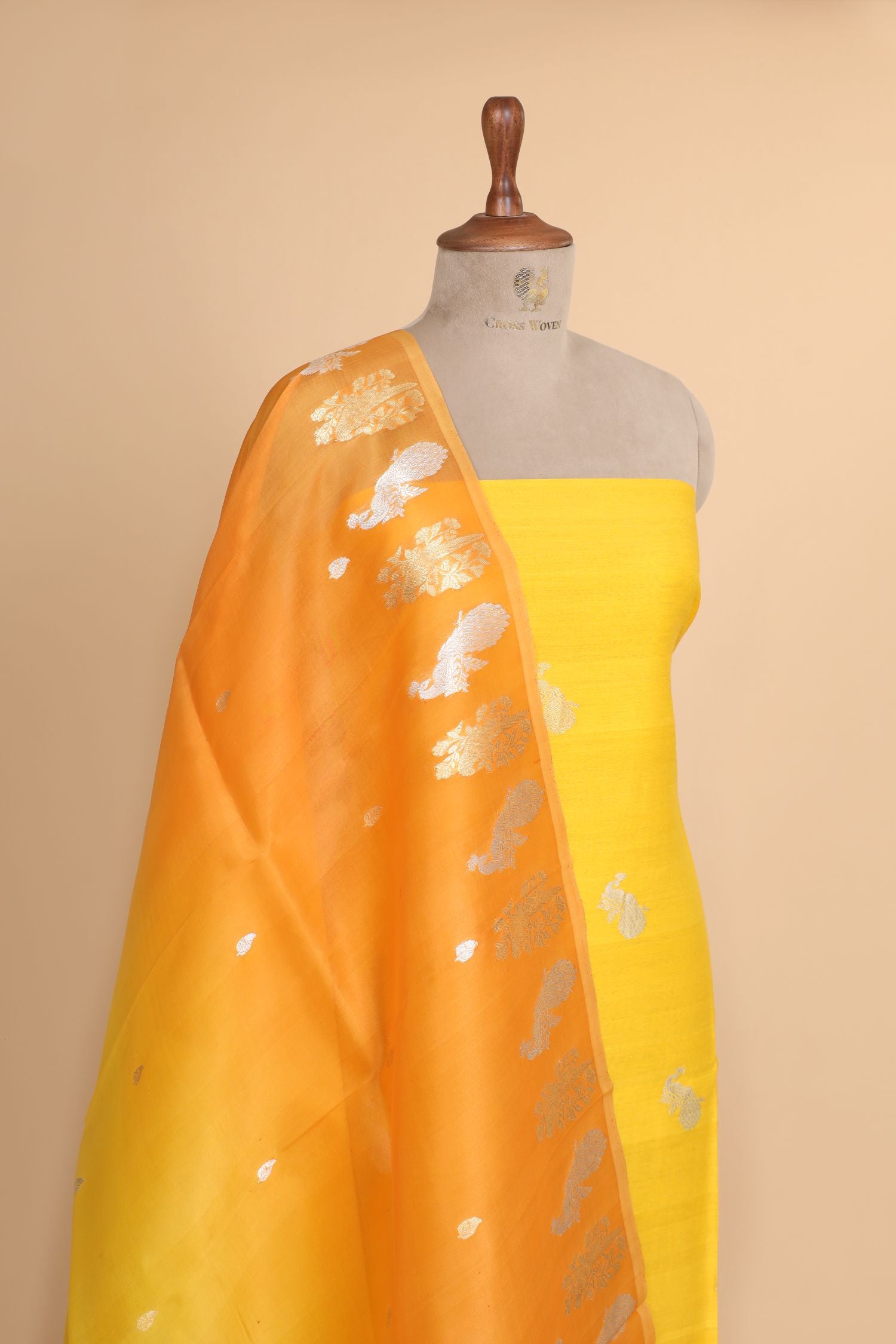 Sunshine Yellow Premium Cotton Banarasi Suit With Organza Dupatta