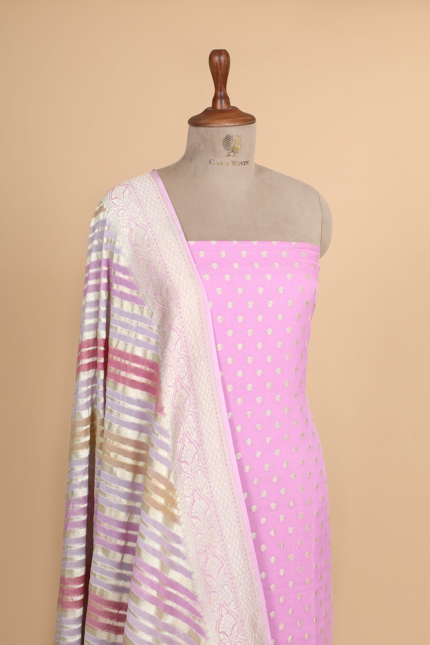Soft Lilac Pink Georgette Suit Set With Rangkaat Dupatta