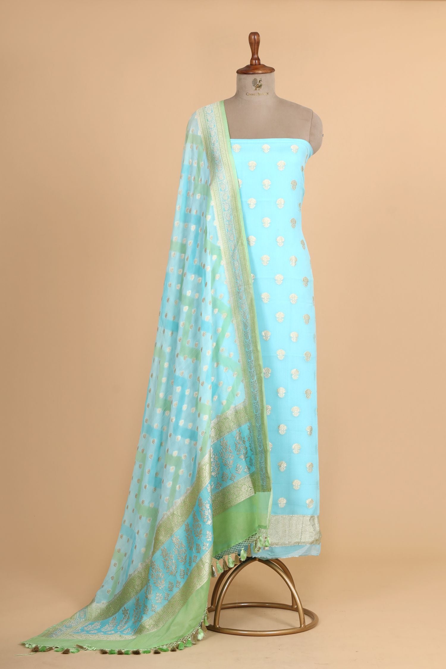 Sky Blue Georgette Suit Set With Rangkaat Dupatta