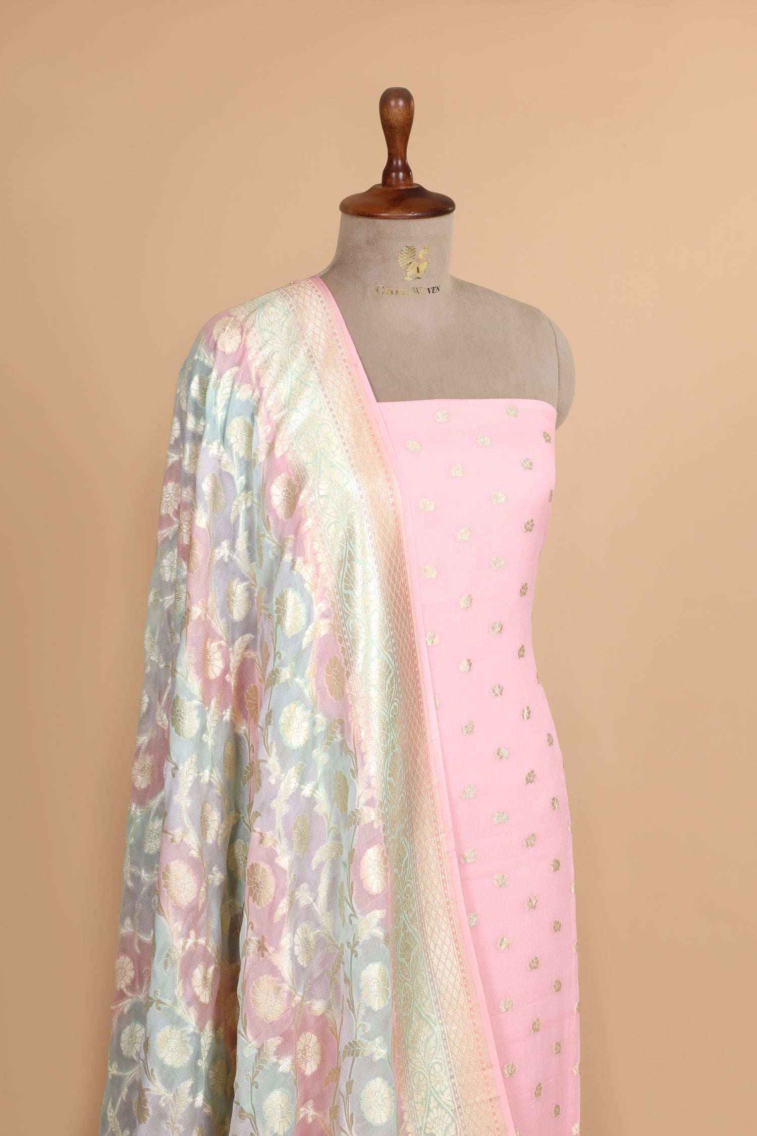 Blush Pink Georgette Suit Set With Rangkaat Dupatta