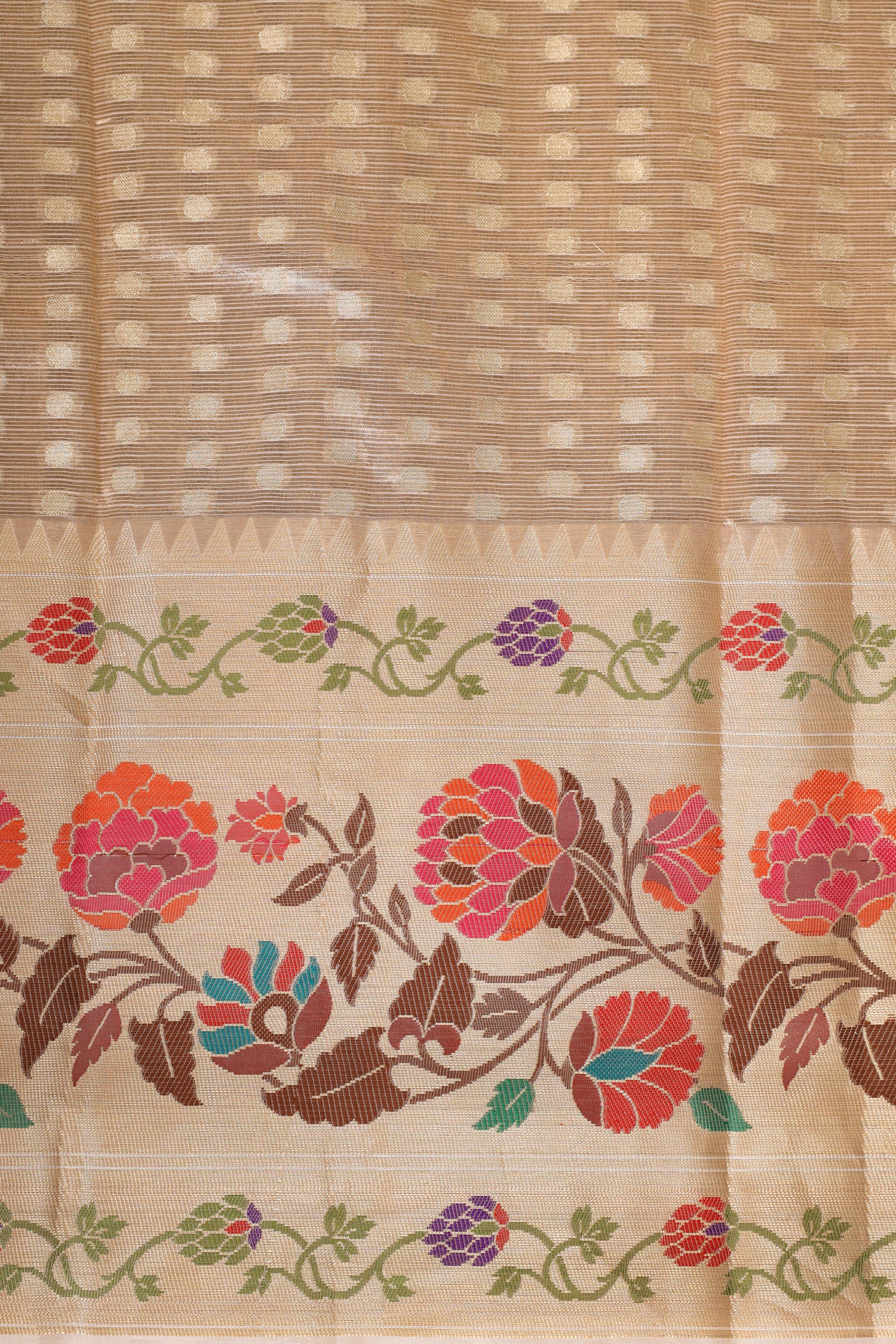 Gold Tissue Silk Saree With Paithani Style Border