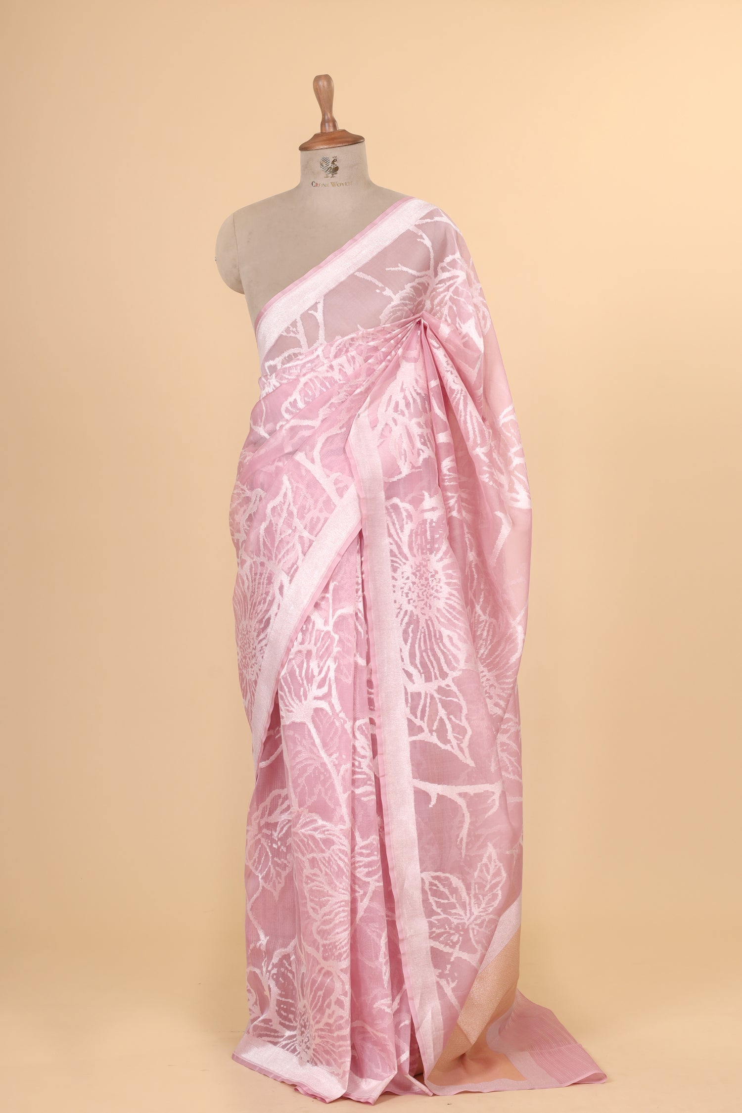 Pastel Pink Organza Silk Saree