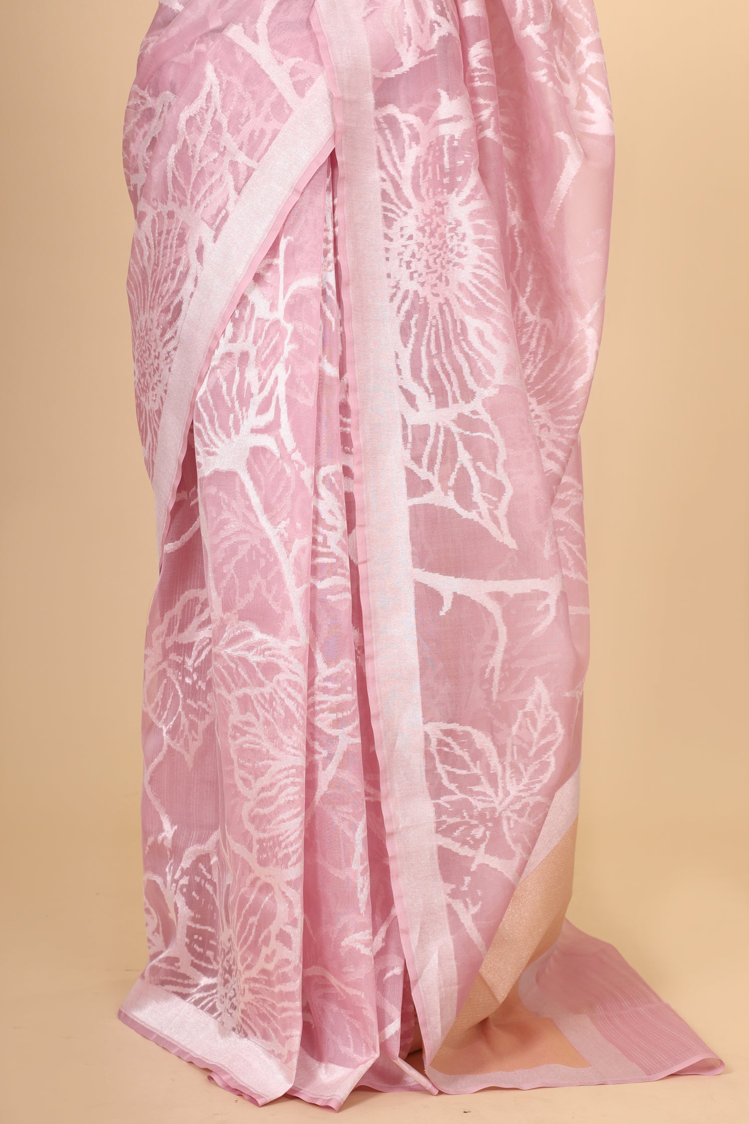 Pastel Pink Organza Silk Saree