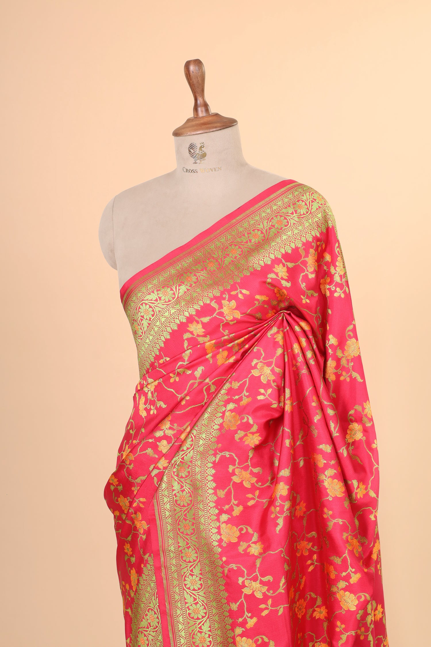 Hot Pink Handwoven Pure Banarasi Katan Silk Saree