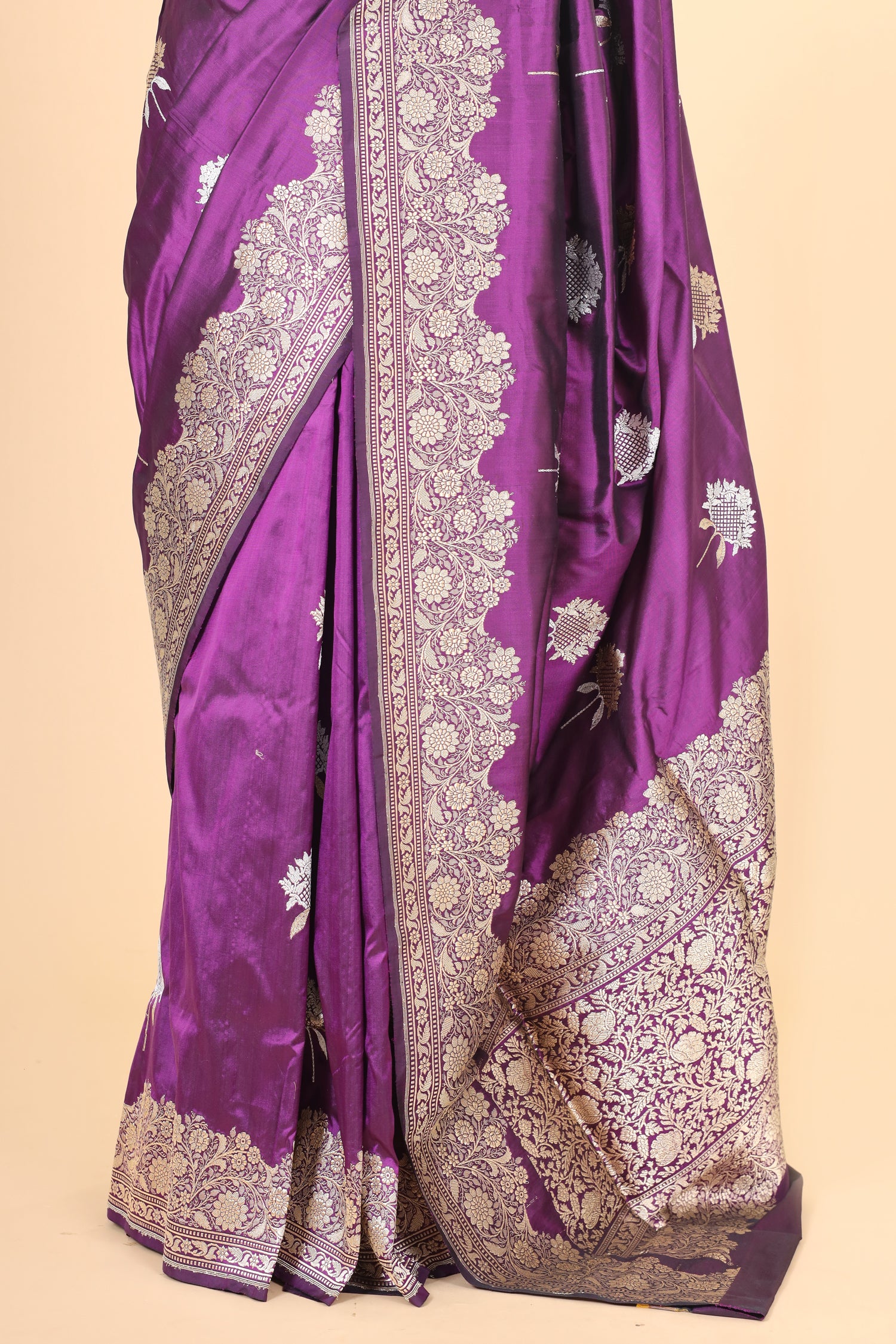 Royal Purple Handwoven Pure Banarasi Katan Silk Saree