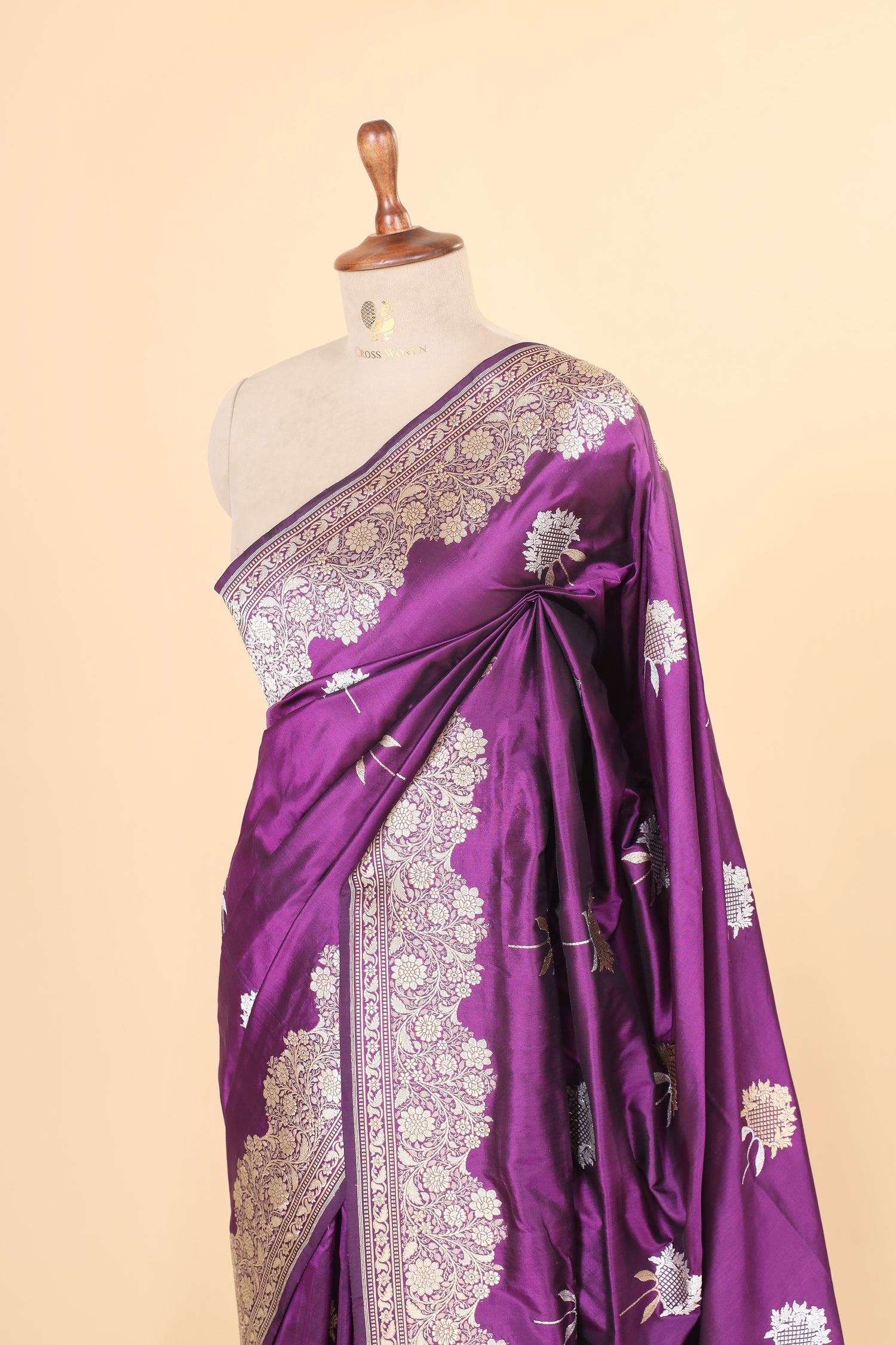 Royal Purple Handwoven Pure Banarasi Katan Silk Saree