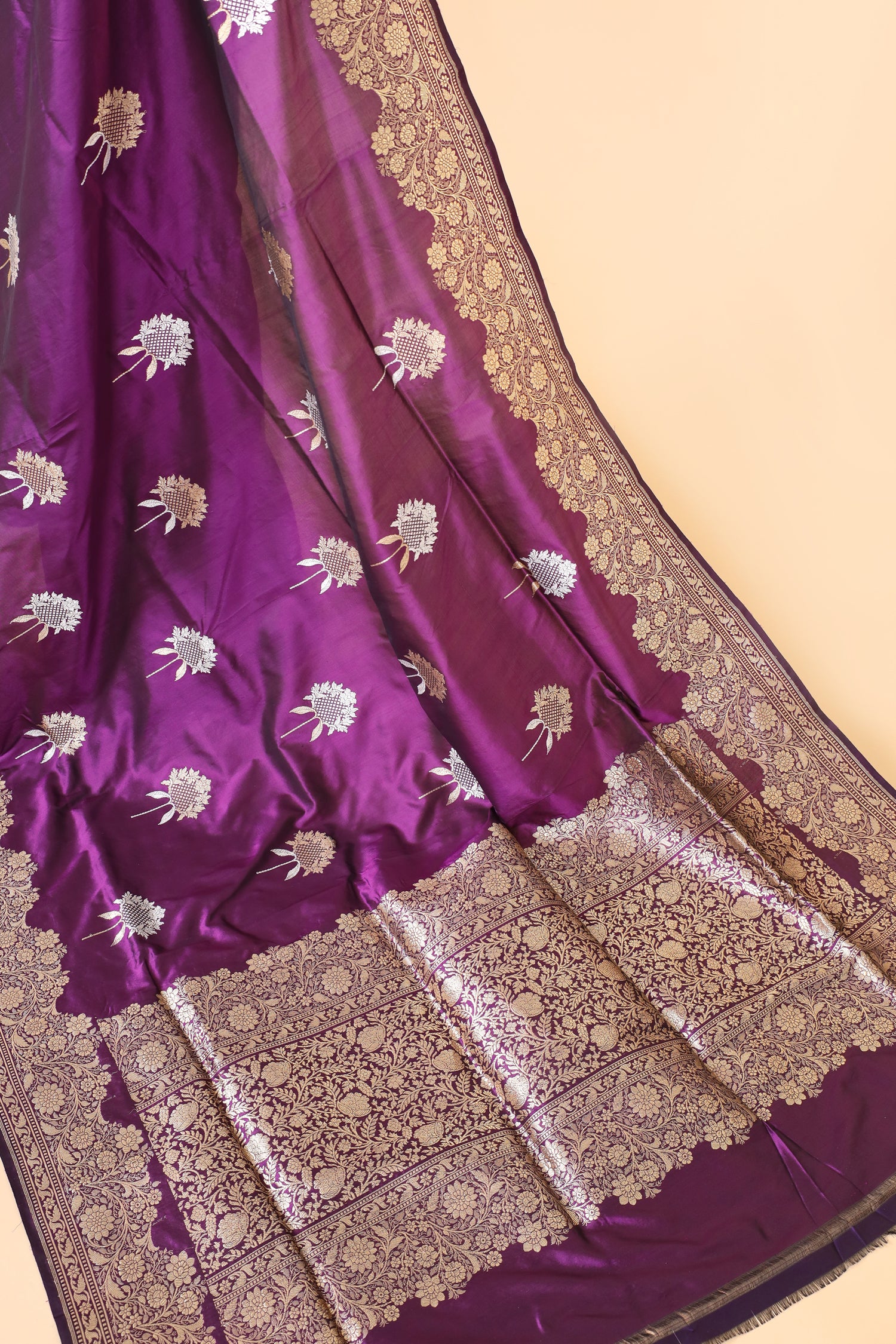 Royal Purple Handwoven Pure Banarasi Katan Silk Saree