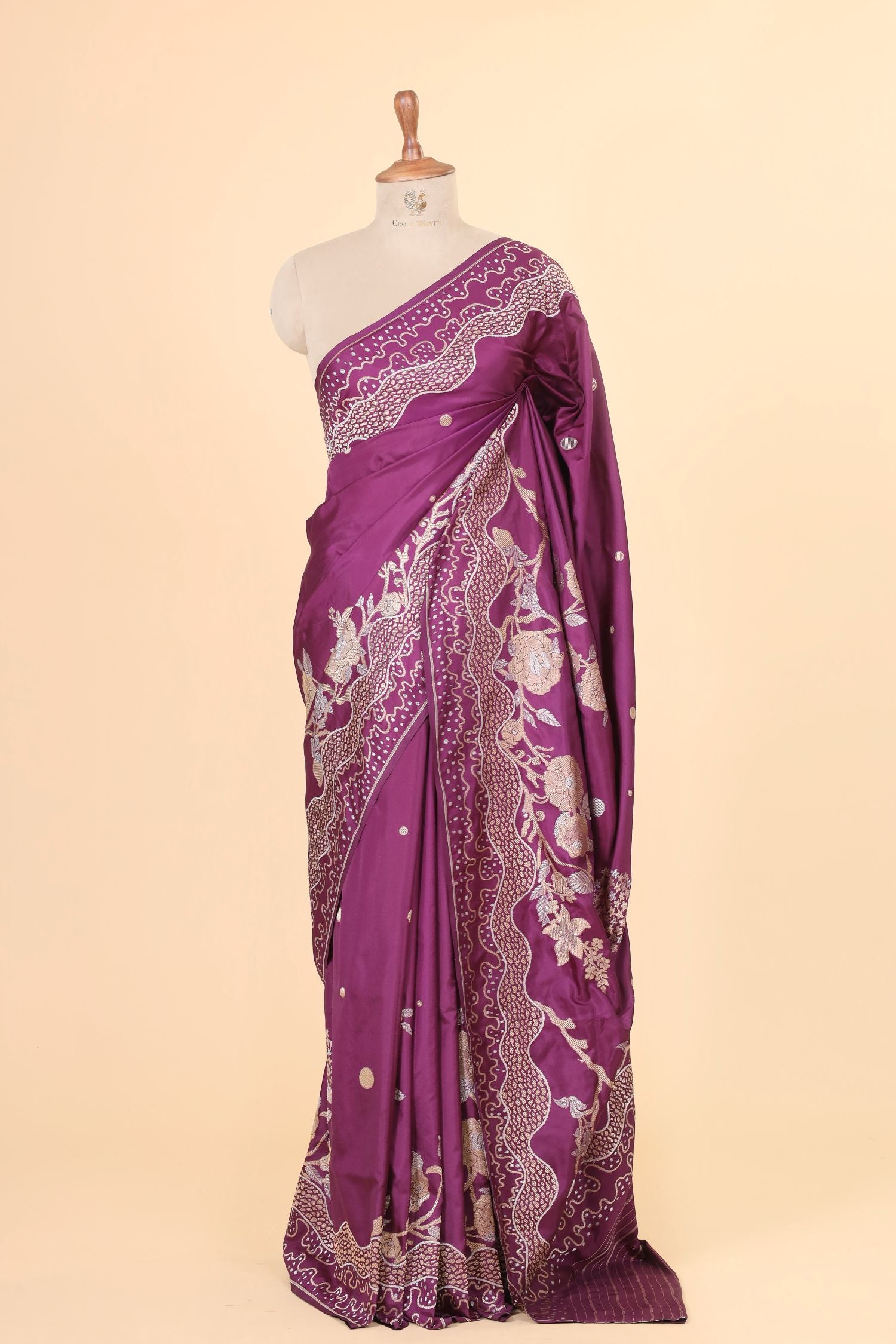 Deep Purple Handwoven Pure Banarasi Katan Silk Saree