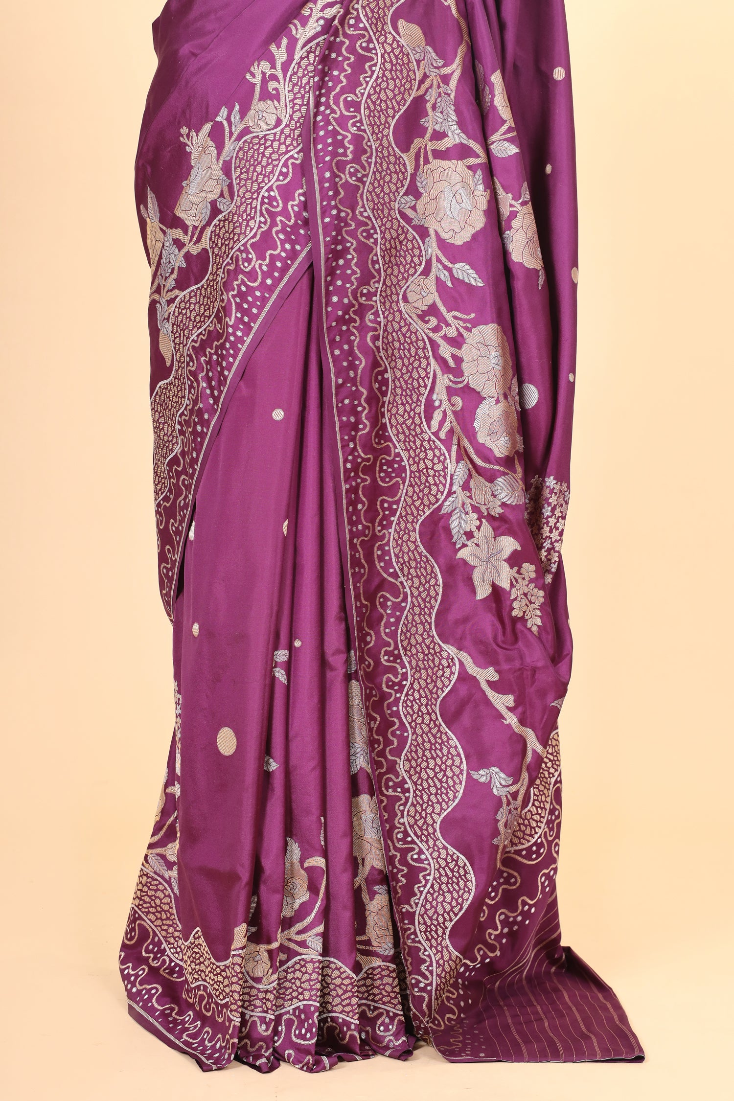 Deep Purple Handwoven Pure Banarasi Katan Silk Saree